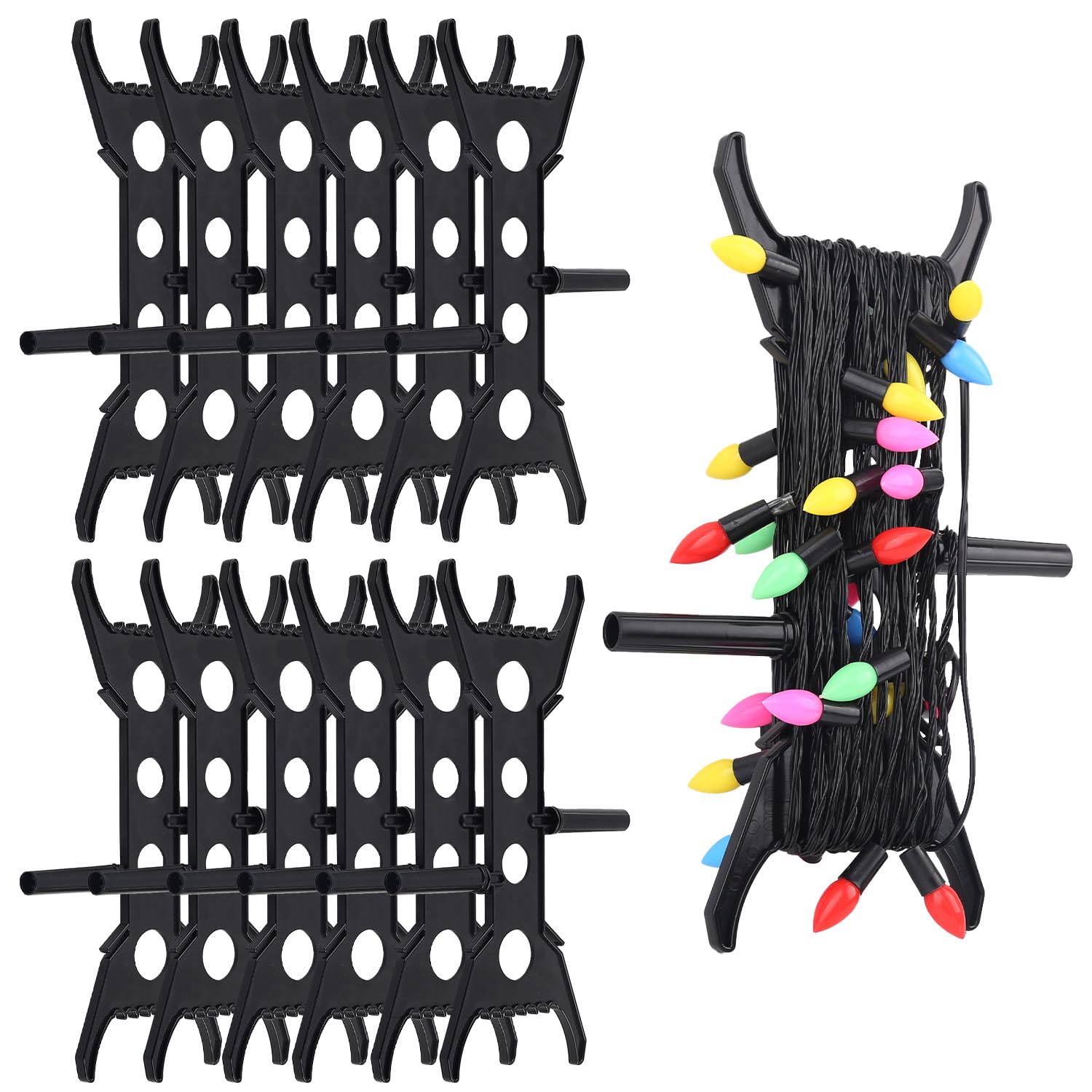 12-Pack Christmas Lights Storage Holder - Organize & Simplify Holiday Lights, Extension Cords & Garland - Perfect for Tree Lights, Halloween Decorations & Year-Round Storage - Durable All-Purpose Light Organizer for Home & Holiday Decor