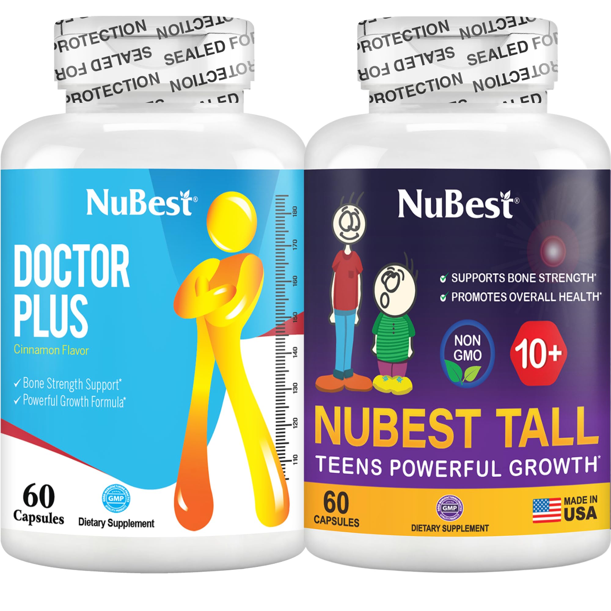 NuBest Tall 10+ Height Growth Supplement & Doctor Plus for Kids and Teens - Natural Growth Capsules with Calcium & Vitamins for Bone Health, Height Booster & Immune Support - Perfect for Active Children, Teen Athletes & Growing Teens