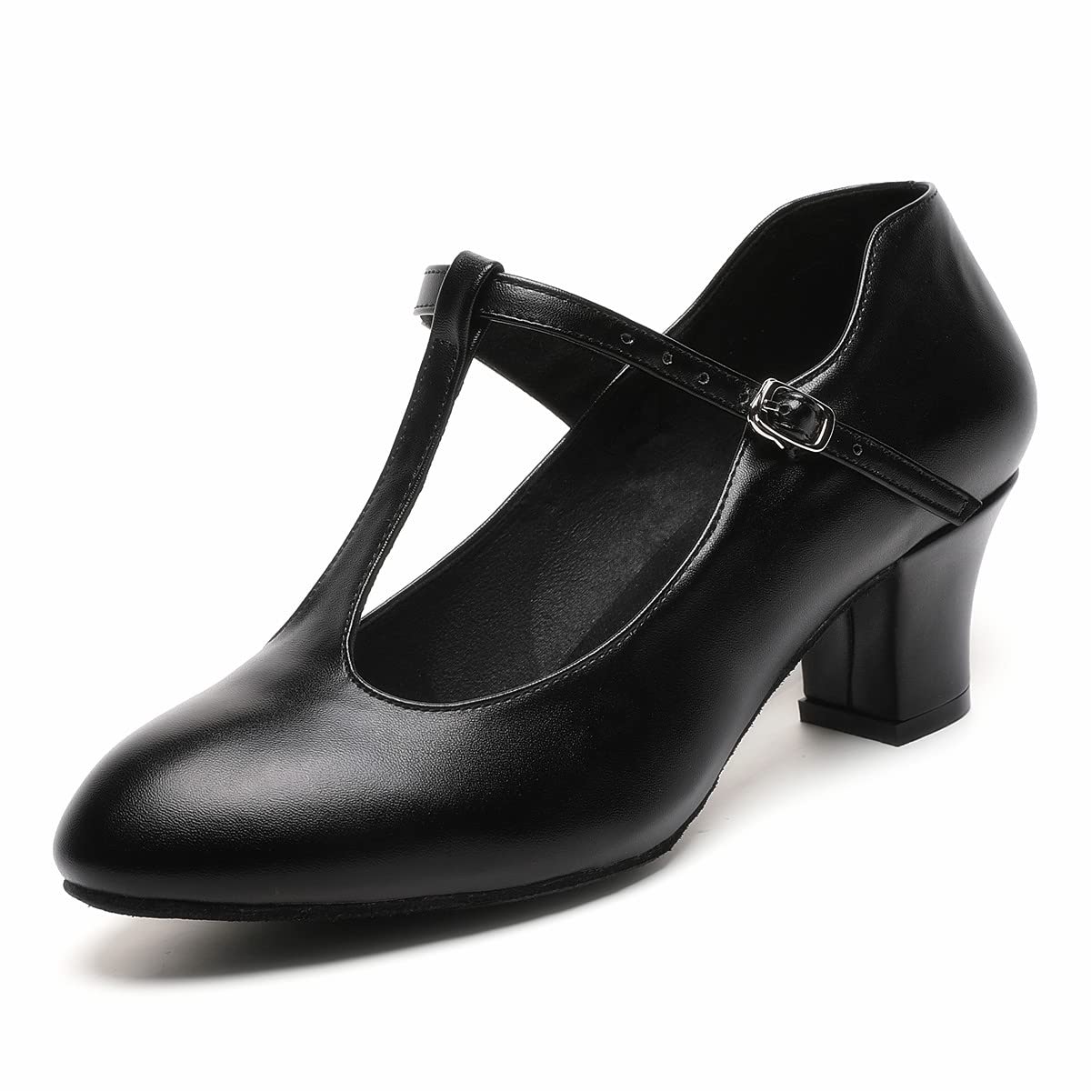 Women's T-Strap Character Dance Shoes - Leather Salsa Heels for Ladies | Professional Ballroom, Swing & Latin Dancing | Perfect for Performances, Social Dancing & Weddings
