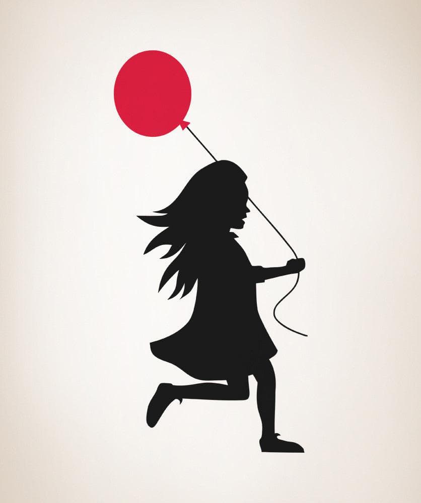 Vinyl Wall Decal Sticker - Girl With Balloon #5017 - Nursery, Kids Room, Bedroom Decor - Removable & Reusable Home Art