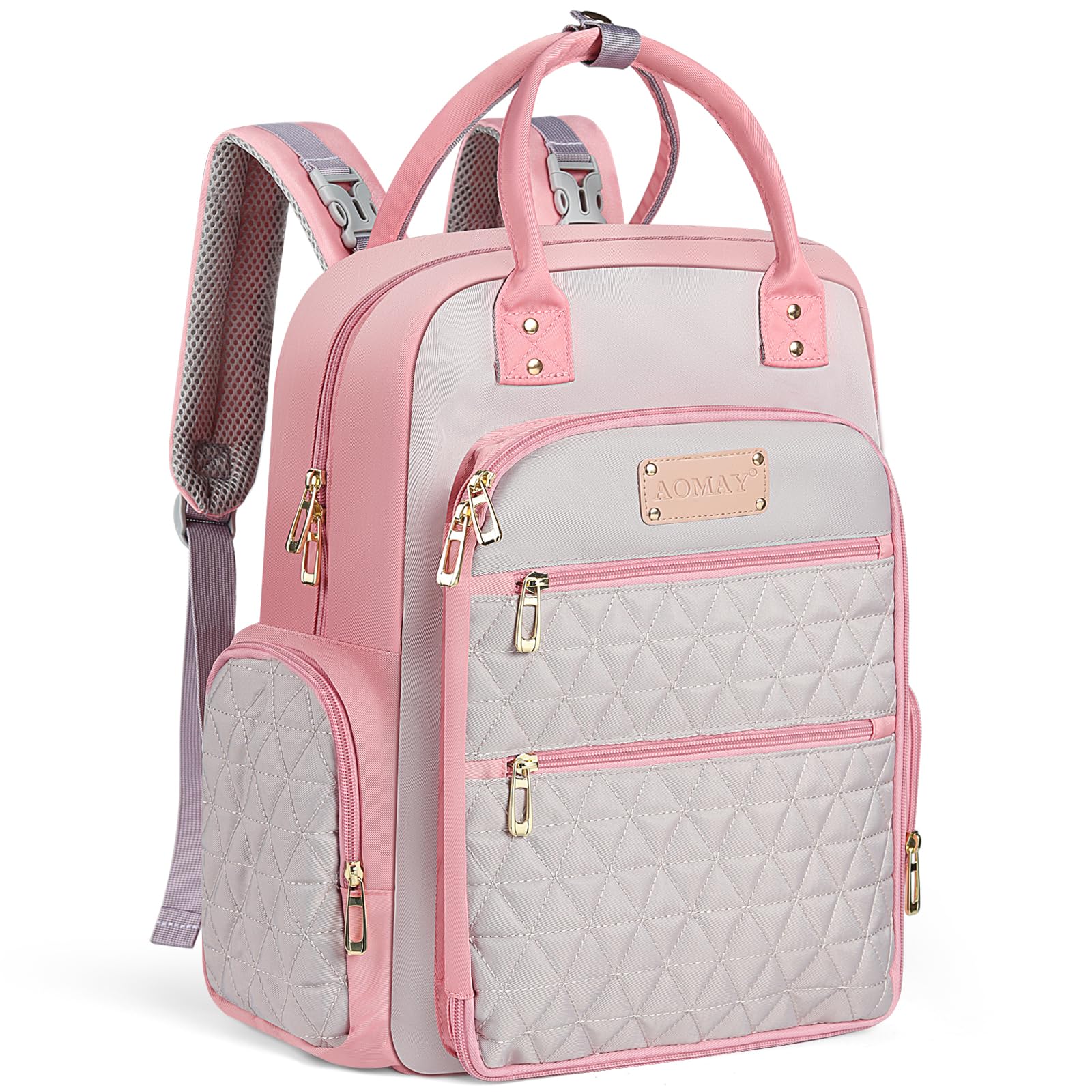 **Large Capacity Multifunctional Diaper Bag Backpack for Moms - Hospital, Travel & Baby Essentials Storage - Stylish Pink Backpack for On-the-Go Parents**    *(Use Cases: Perfect for hospital visits, family trips, daycare runs, and everyday baby care organization.)*
