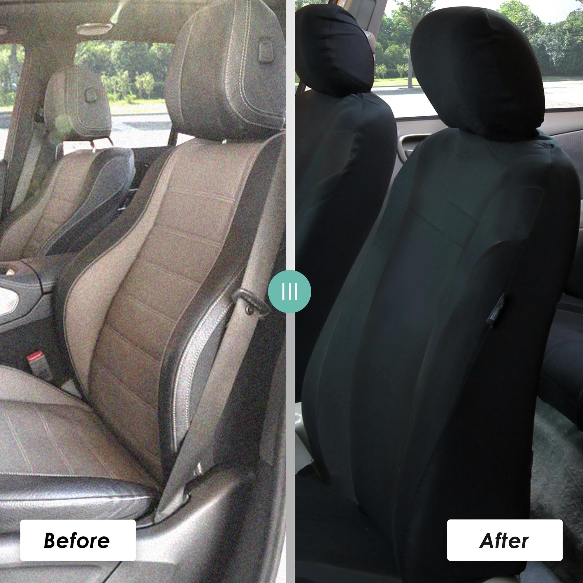 FH Group Universal 3-Row Black Cosmopolitan Car Seat Covers - Airbag Compatible, Split Rear Design for Cars, Trucks & SUVs | Durable Interior Accessories for Daily Commute & Road Trips