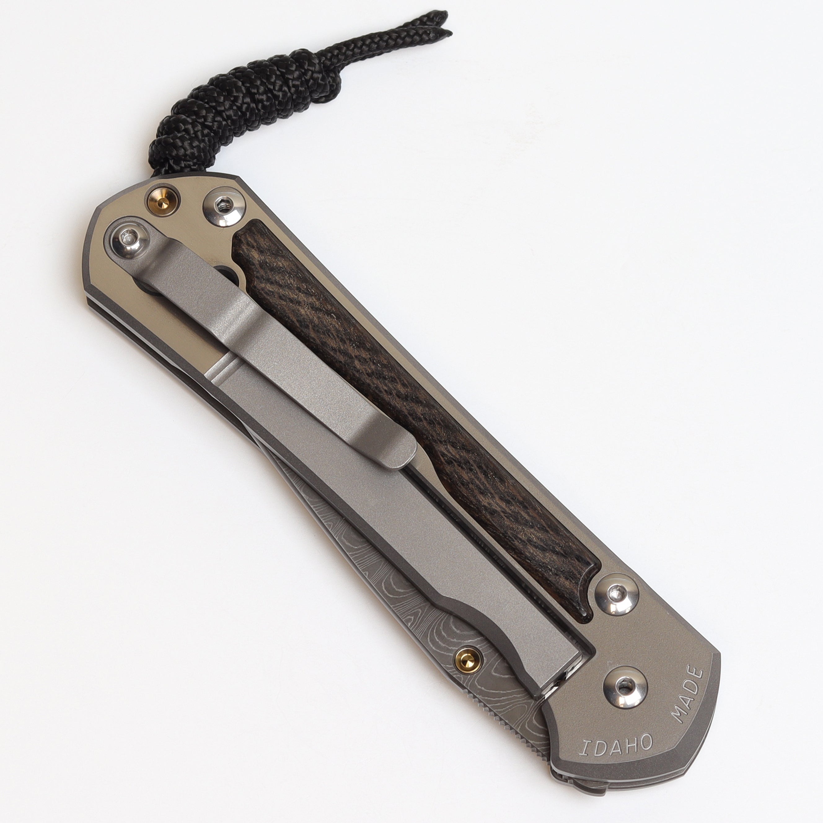 Chris Reeve Knives Large Sebenza 31 Drop Point Folding Knife - Ladder Damascus Blade, Bog Oak Inlay & Polished Handles - EDC, Camping, Hunting & Outdoor Survival Gear