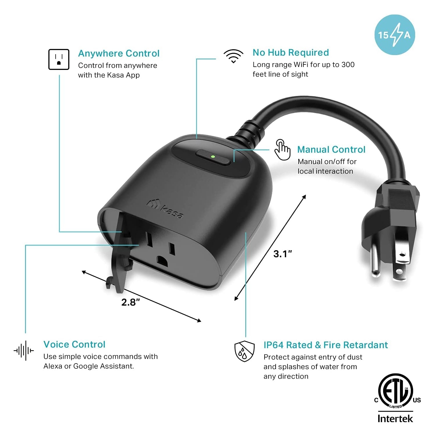 Smart Wi-Fi Outdoor Plug with Timer - Waterproof Single Socket for Smart Home Automation - Perfect for Patio Lights, Holiday Decorations & Garden Equipment