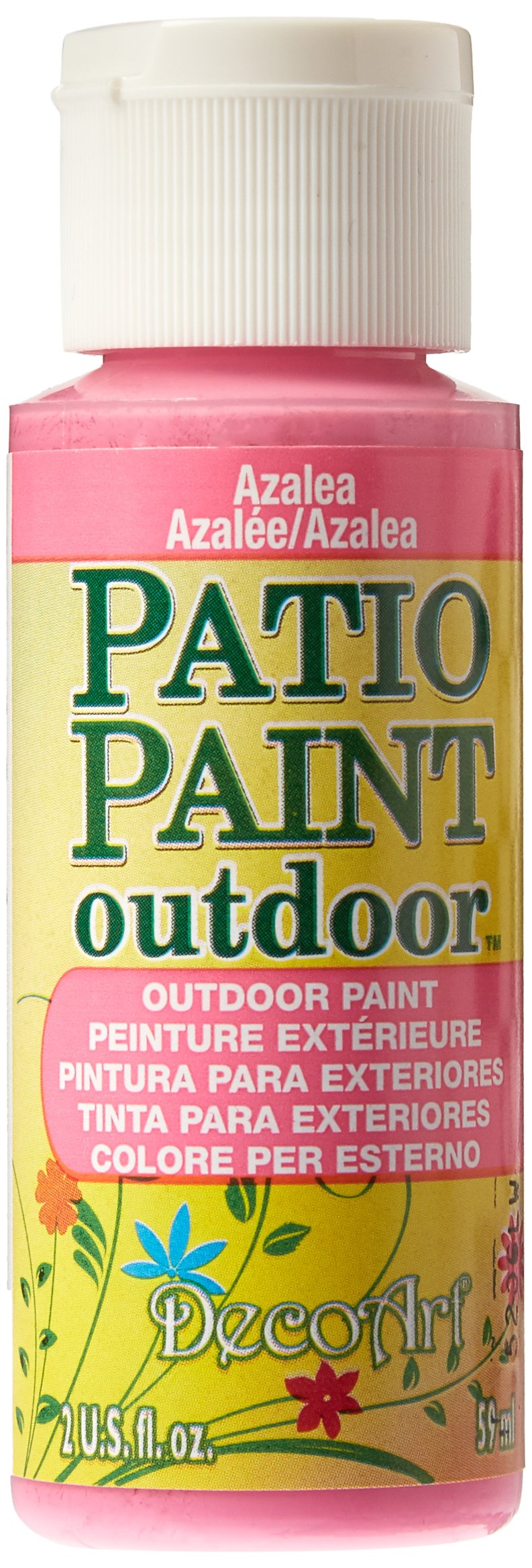 DecoArt Patio Paint 2-Ounce Azalea Pink Outdoor Acrylic Paint for Furniture, Planters & Concrete - Weather-Resistant DIY Home & Garden Decor