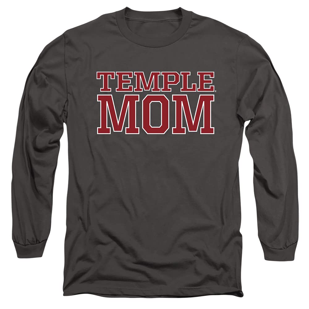 Official Temple University Mom Unisex Long-Sleeve T-Shirt - Charcoal, Small - Perfect for College Parents, Game Day & Family Events