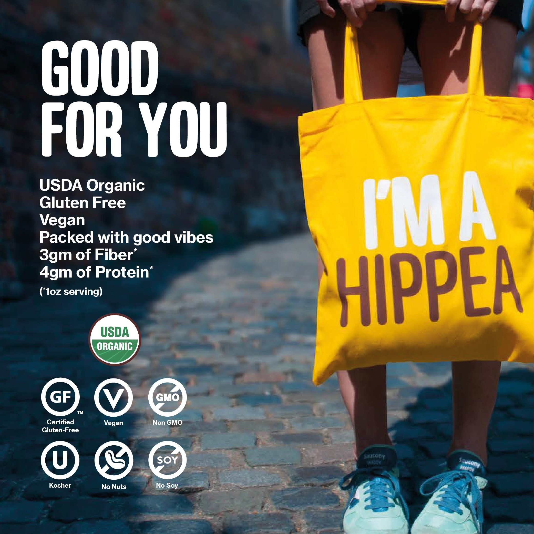 HIPPEAS Organic Chickpea Puffs Vegan White Cheddar - 24 Pack (1oz Each) | Gluten Free, High Protein, Crunchy Snacks | Perfect for School Lunches, Road Trips & Healthy Office Snacking