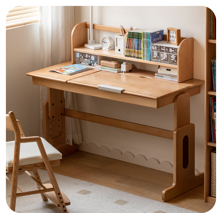 Solid Wood Beech & Oak Nordic Style Bookshelf - Modern Study Room & Home Office Storage Solution for Books & Decor