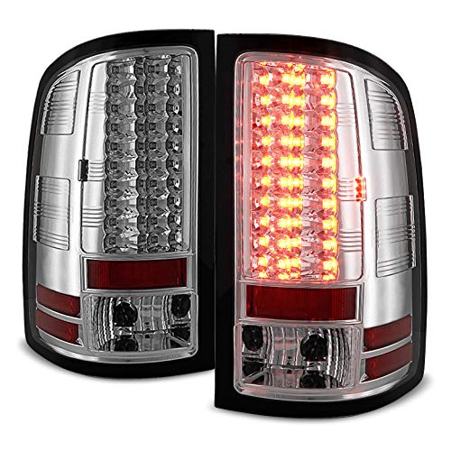 ACANII Chrome LED Tail Lights for 2007-2013 GMC Sierra 1500 & 2007-2014 2500/3500 Pickup Trucks - Bright Brake Lamps (Left+Right Pair) - Enhanced Safety & Style for Night Driving
