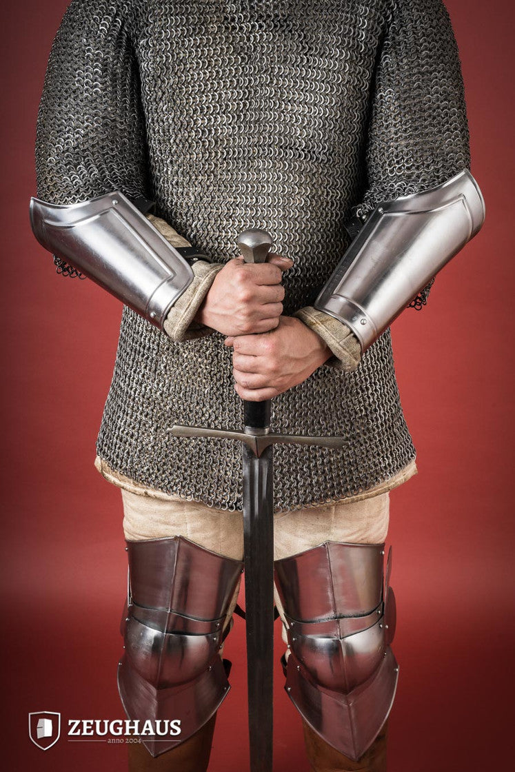 Polished Warrior Bracers - Medieval Armor for LARP, Cosplay & Renaissance Fairs | Handcrafted Leather Bracers for Role-Playing & Historical Reenactment
