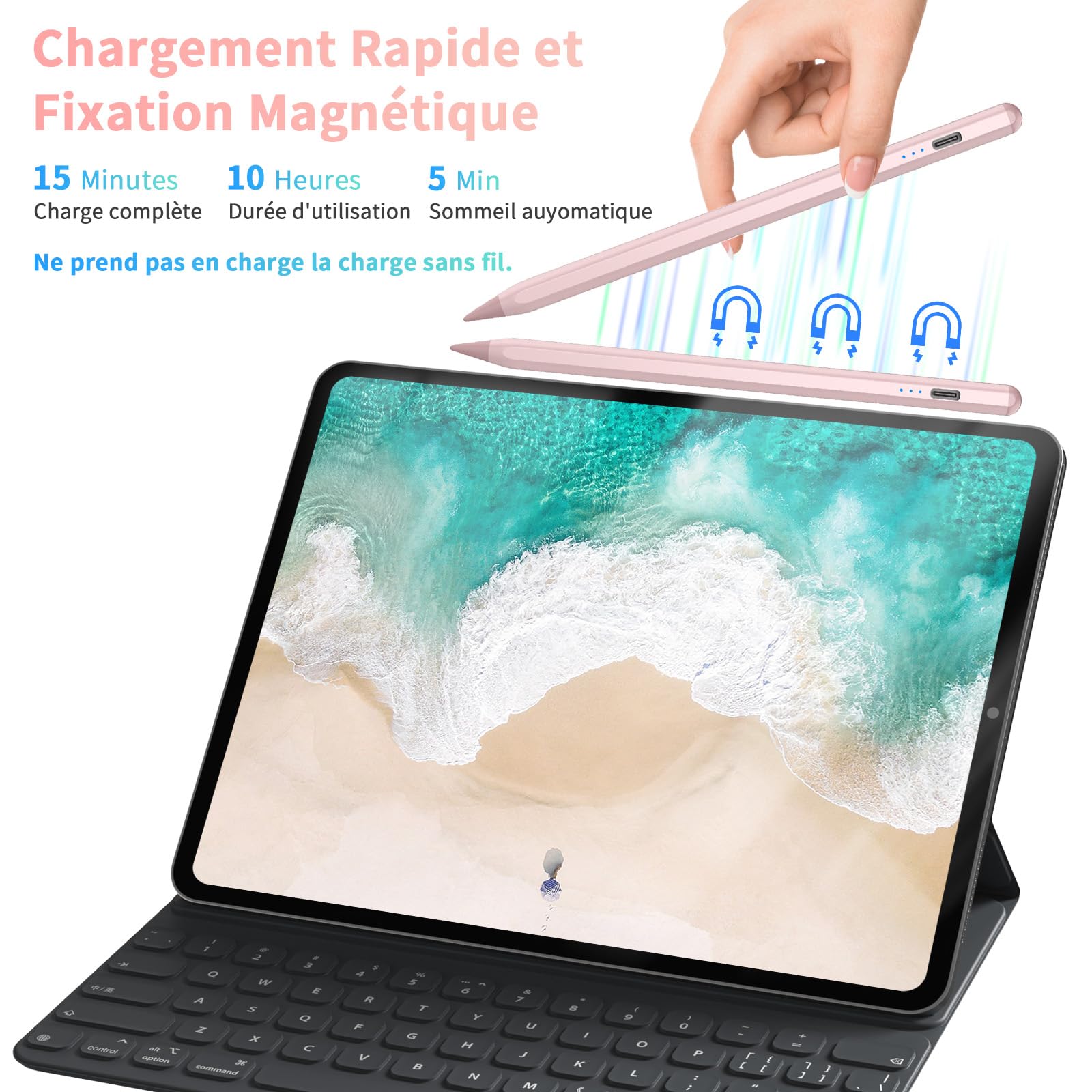 Apple Pencil Alternative for iPad (2018-2024) - Fast Charging Stylus with Magnetic Attachment - Compatible with iPad Pro 11/12.9