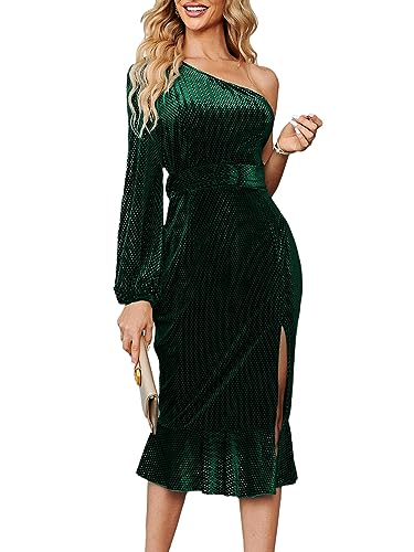 01 One Shoulder Emerald Green