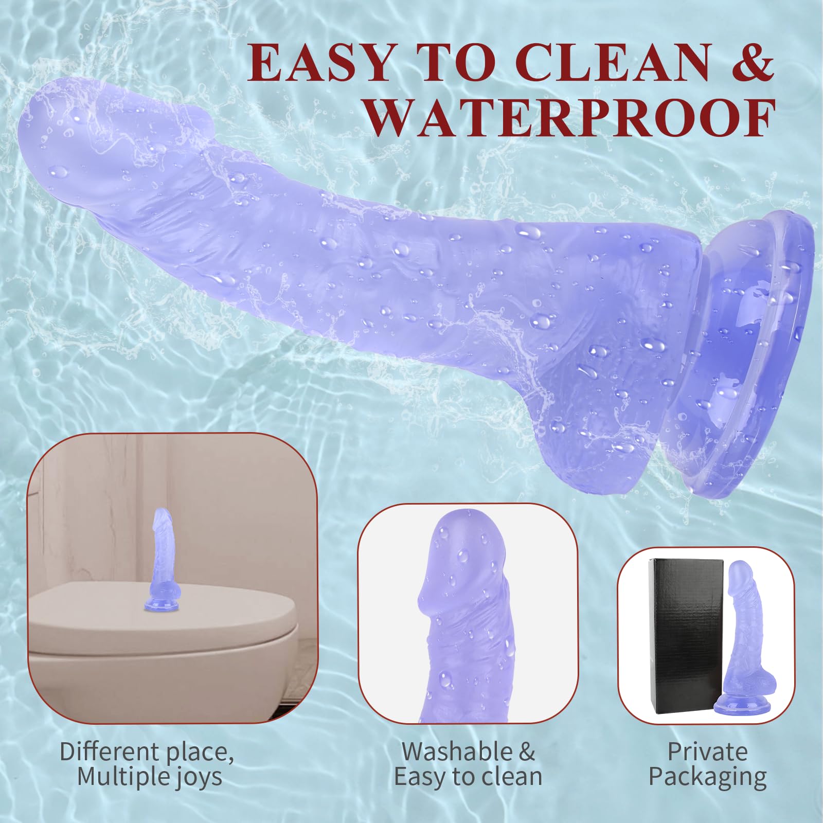 7 Inch Realistic Dildo for Women & Men - Soft Body-Safe Silicone G-Spot Stimulator with Strong Suction Cup - Curved Shaft for Vaginal & Anal Play - Hands-Free Adult Sex Toy for Couples & Solo Use (Blue) - Perfect for Bedroom Fun, Spicing Up Relationships & Private Pleasure Time