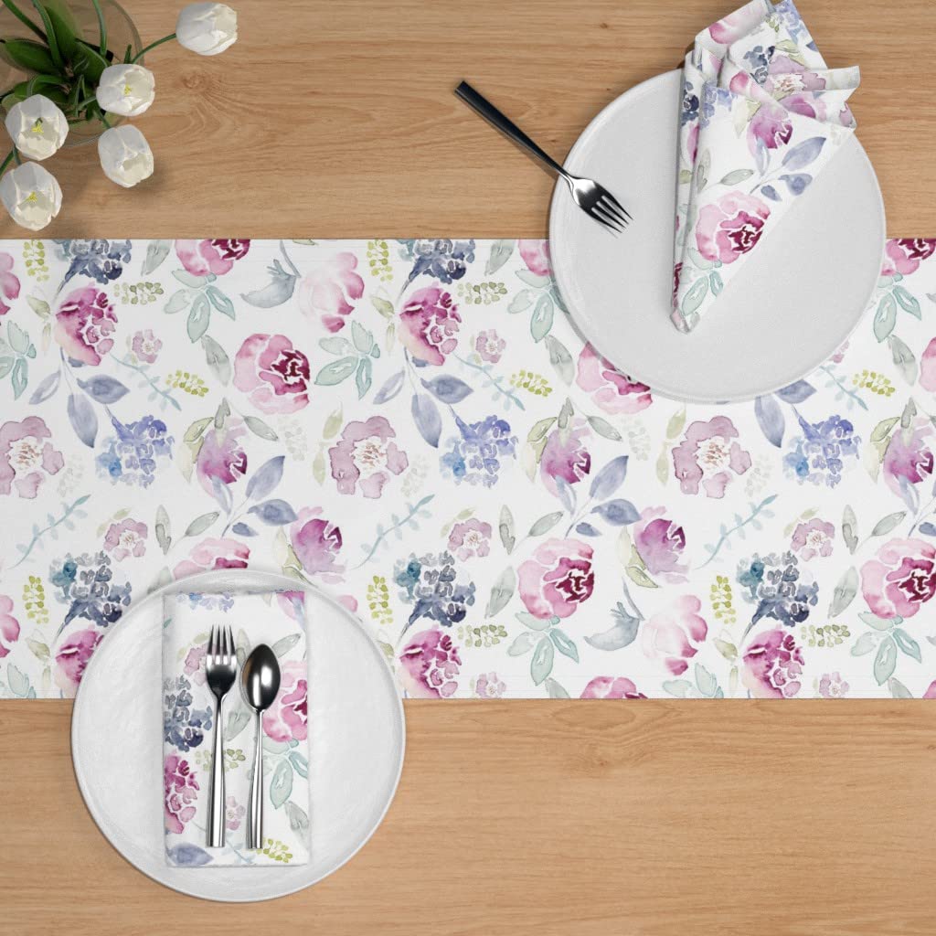 Custom Watercolor Floral Vintage Table Runner - 108