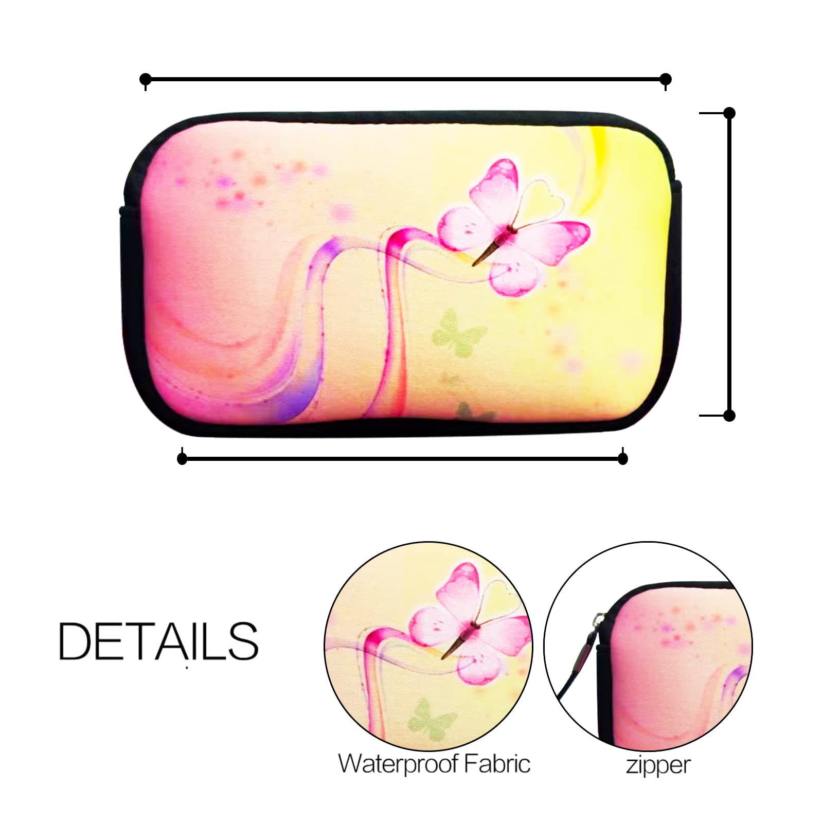 Small Toiletry Bags for Women - Cute Waterproof Makeup Pouch & Travel Cosmetic Organizer with Roomy Space (Butterfly Design) | Perfect for Gym, Vacation & Daily Essentials Storage