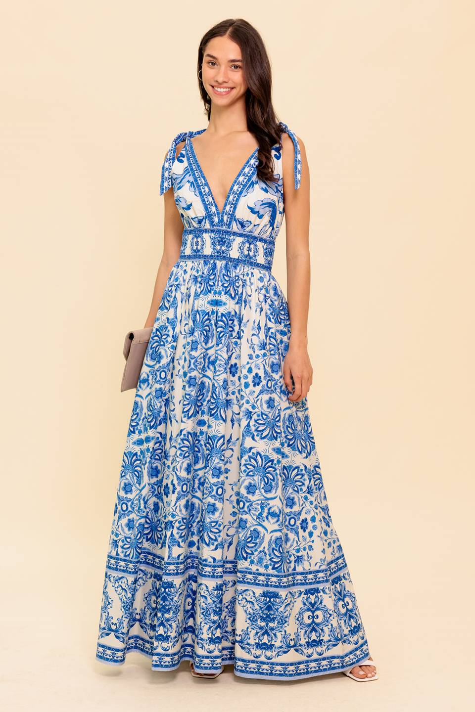 BY THE BAY Women's Maxi Dress - Flowy Blue Summer Beach Dress for Vacations, Parties & Casual Outings