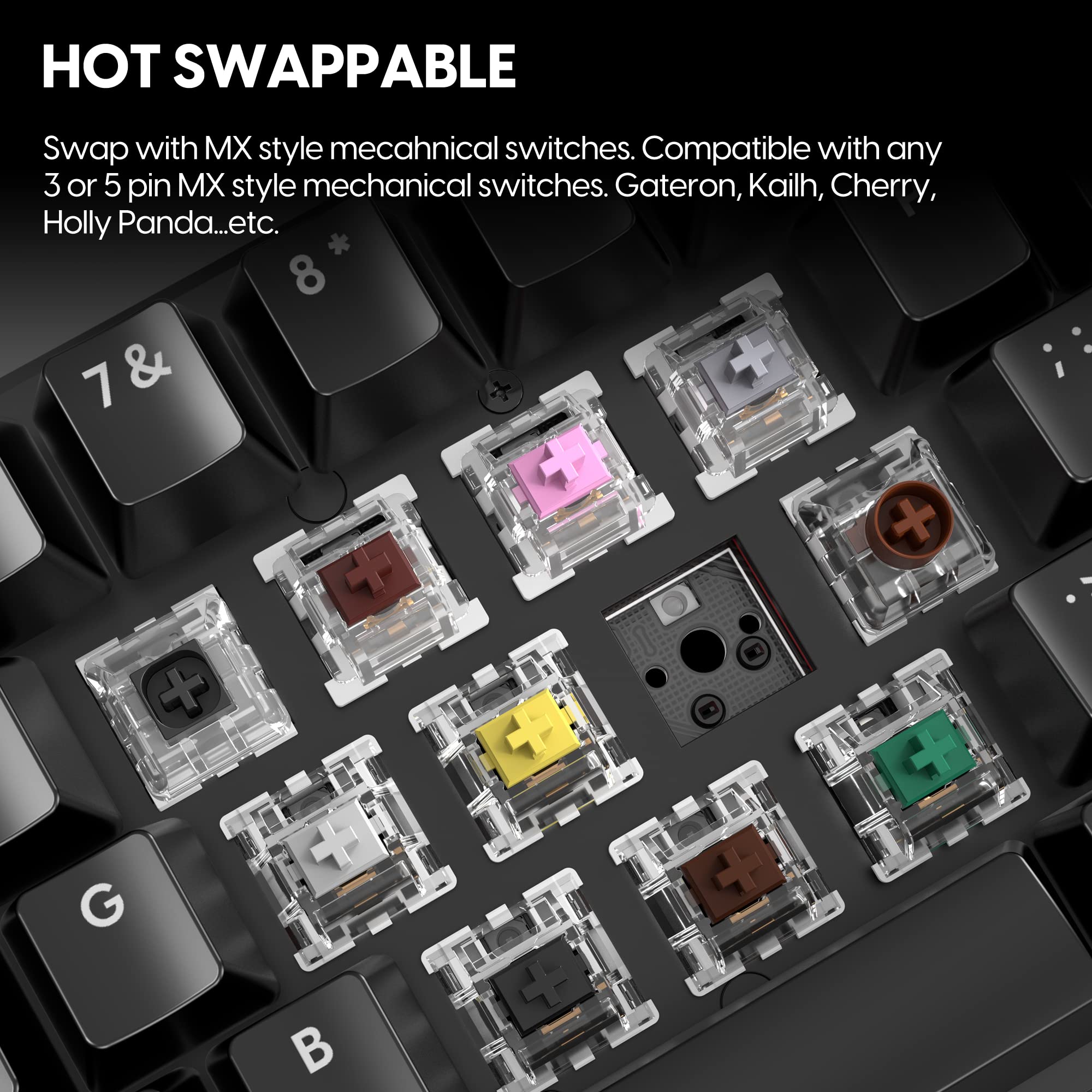Pulsar 60% Hot Swappable Mechanical Gaming Keyboard - ANSI Layout, Barebone Black | Compact RGB Backlit Keyboard for PC Gaming, Esports & Office Work