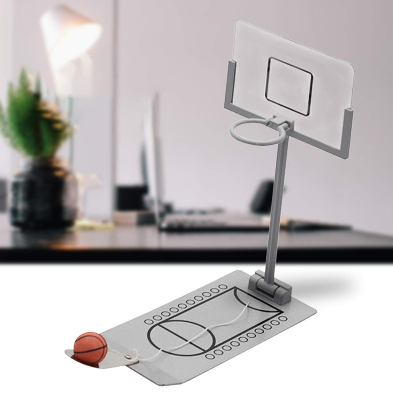 Barmi Mini Desktop Folding Basketball Finger Shooting Game Machine - Stress Relief Toy & Educational Gift for Kids - Light Gray - Perfect for Office Desk, Home Playroom & Party Games