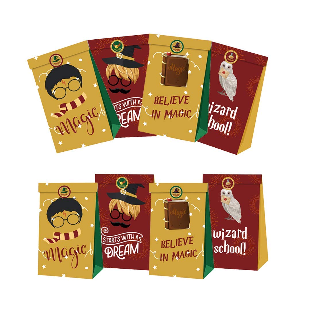 12 Pack Harry Potter Wizard Party Favor Bags - Magical Themed Gift Bags for Birthday Parties, Halloween & Movie Nights - Perfect for Candy, Treats & Goodies (12 Count)