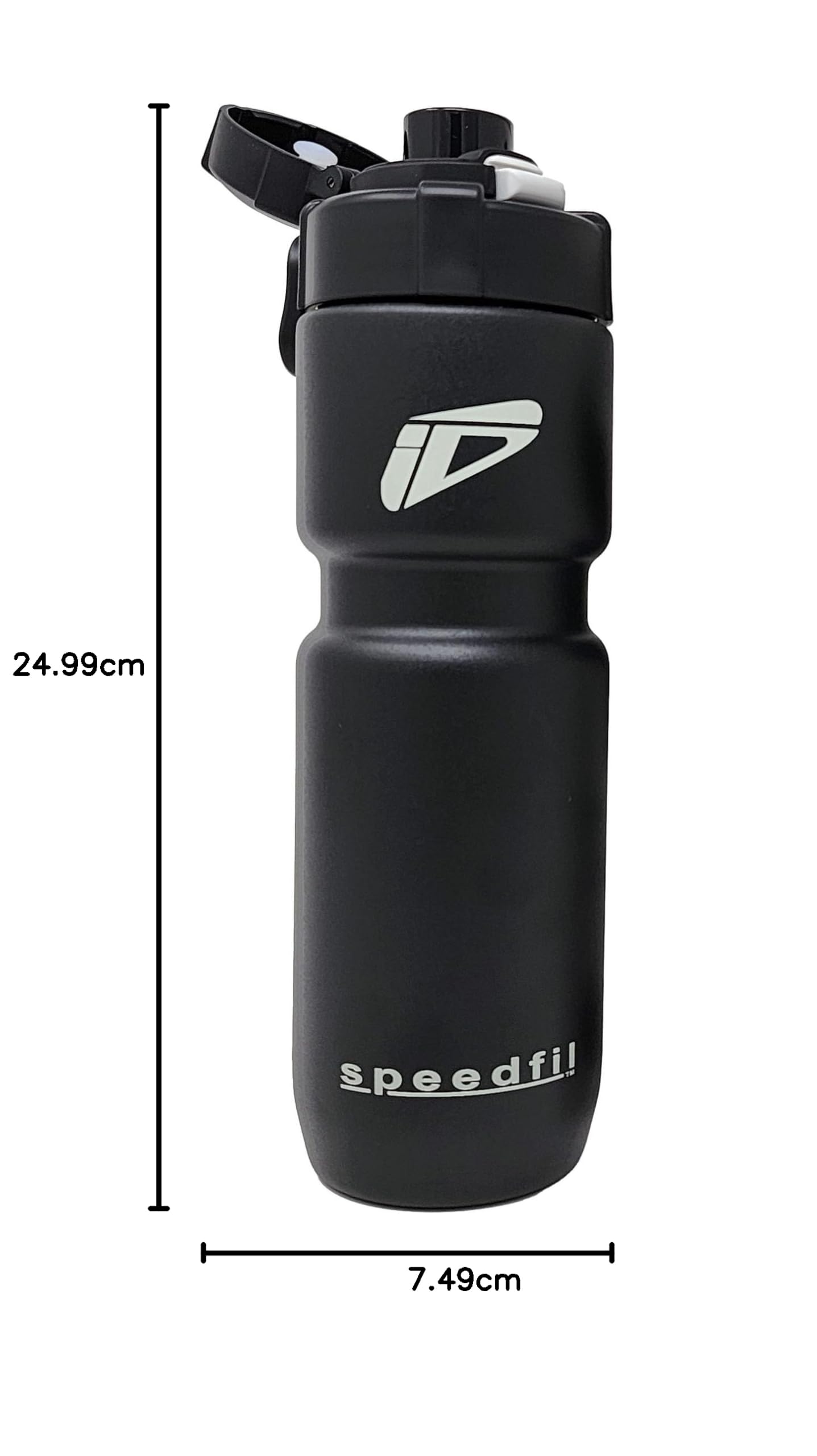 Speedfil Speedflask 21 oz. Vacuum Insulated Stainless Steel Cycling Water Bottle with Bounce Back Lid 2.0 - Leakproof, BPA Free, Keeps Drinks Cold 24 Hours - Perfect for Road Biking, Mountain Biking & Outdoor Sports (Black)