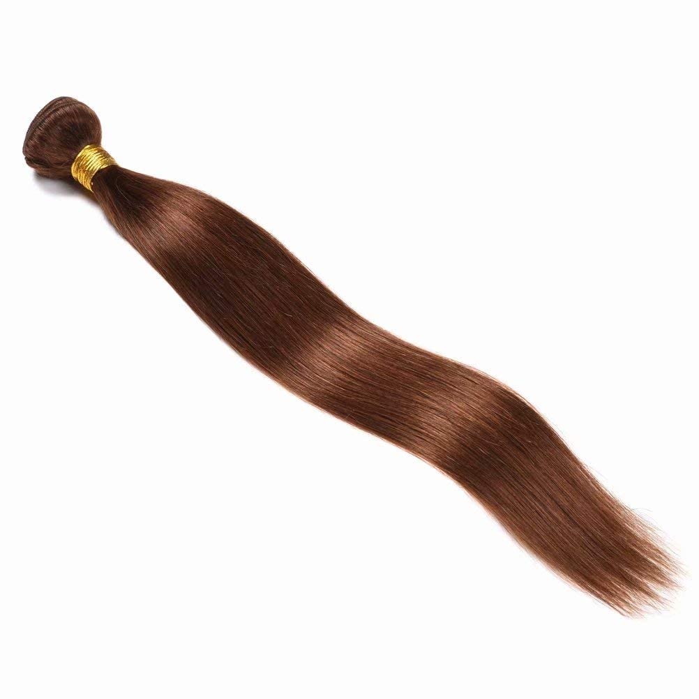 FEEL ME 100% Unprocessed Brazilian Virgin Human Hair Weave - 3 Bundles 18 18 18 Inch Silky Straight Hair Extensions (Light Brown, 300g) for Natural Look, Styling & Daily Wear