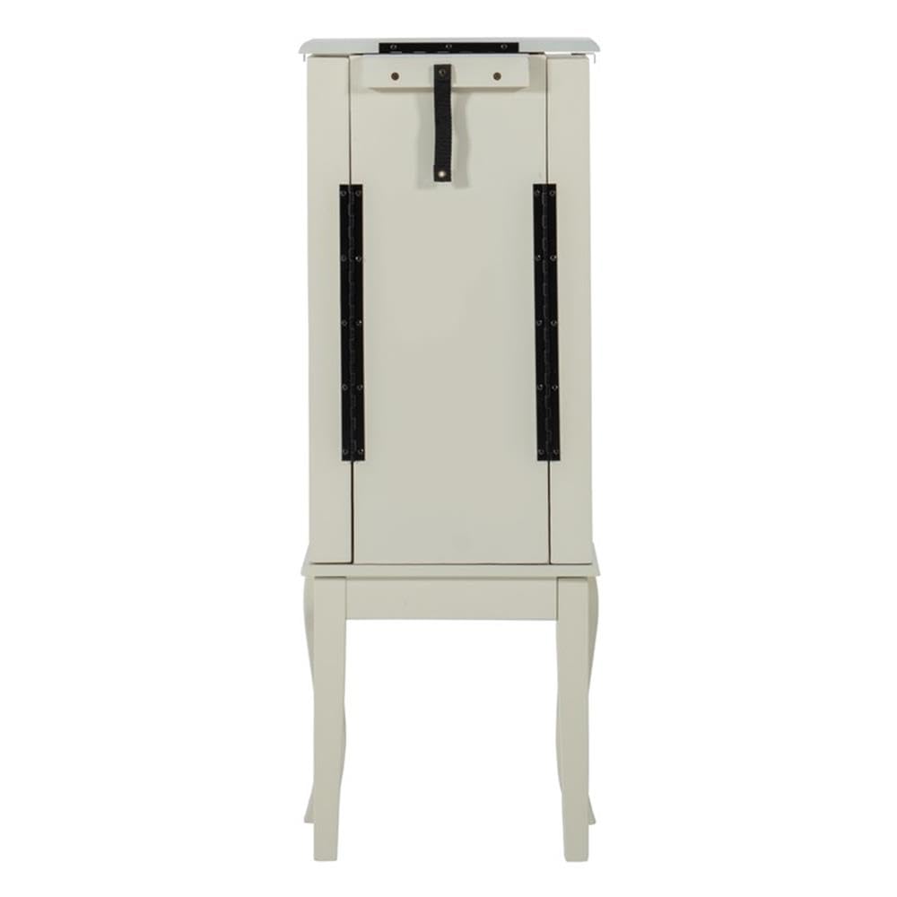 Pemberly Row Contemporary White Wood Jewelry Armoire - Stylish Jewelry Organizer for Bedroom, Closet & Dressing Room