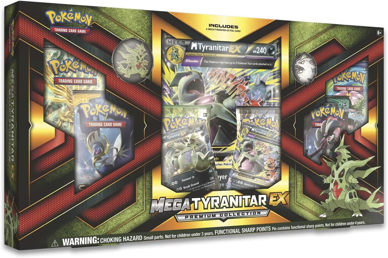 Pokemon TCG: Mega Tyranitar EX Premium Collection Box - Rare Trading Cards for Collectors & Battles - Perfect for Game Nights & Tournaments