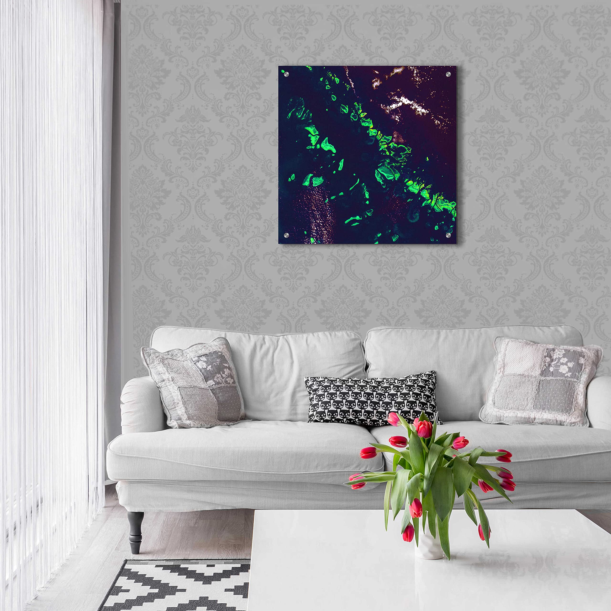 Epic Art 'Earth as Art: Great Barrier Reef' Acrylic Glass Wall Art Print - 24x24 Inches - Vibrant Ocean Decor for Living Room, Bedroom & Office