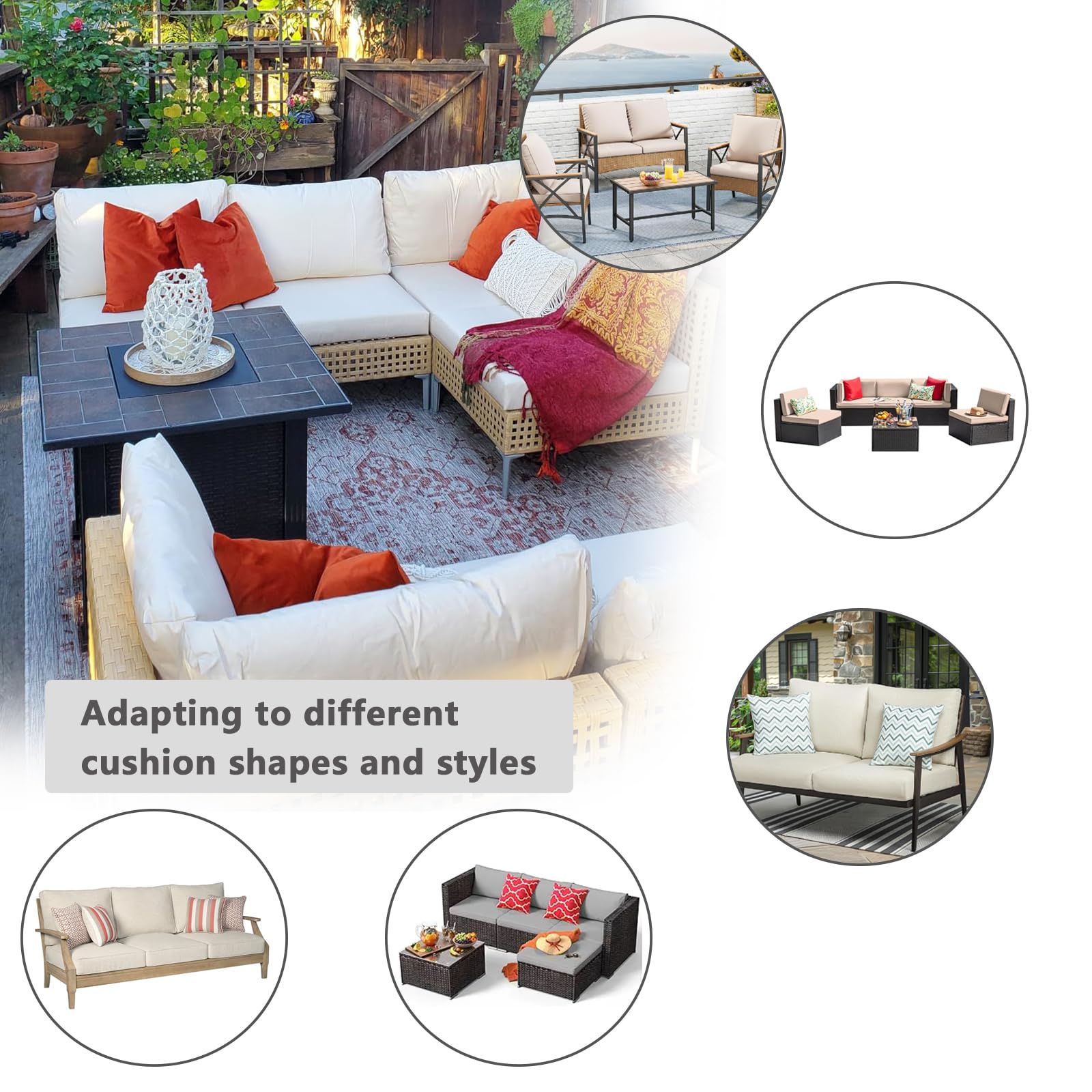 Oslimea 2-Pack Waterproof Outdoor Patio Cushion Covers 22x20x4 Inch - Replacement Slipcovers for Chair Seat Cushions, Cream - Perfect for Garden, Deck, Poolside & Patio Furniture Protection