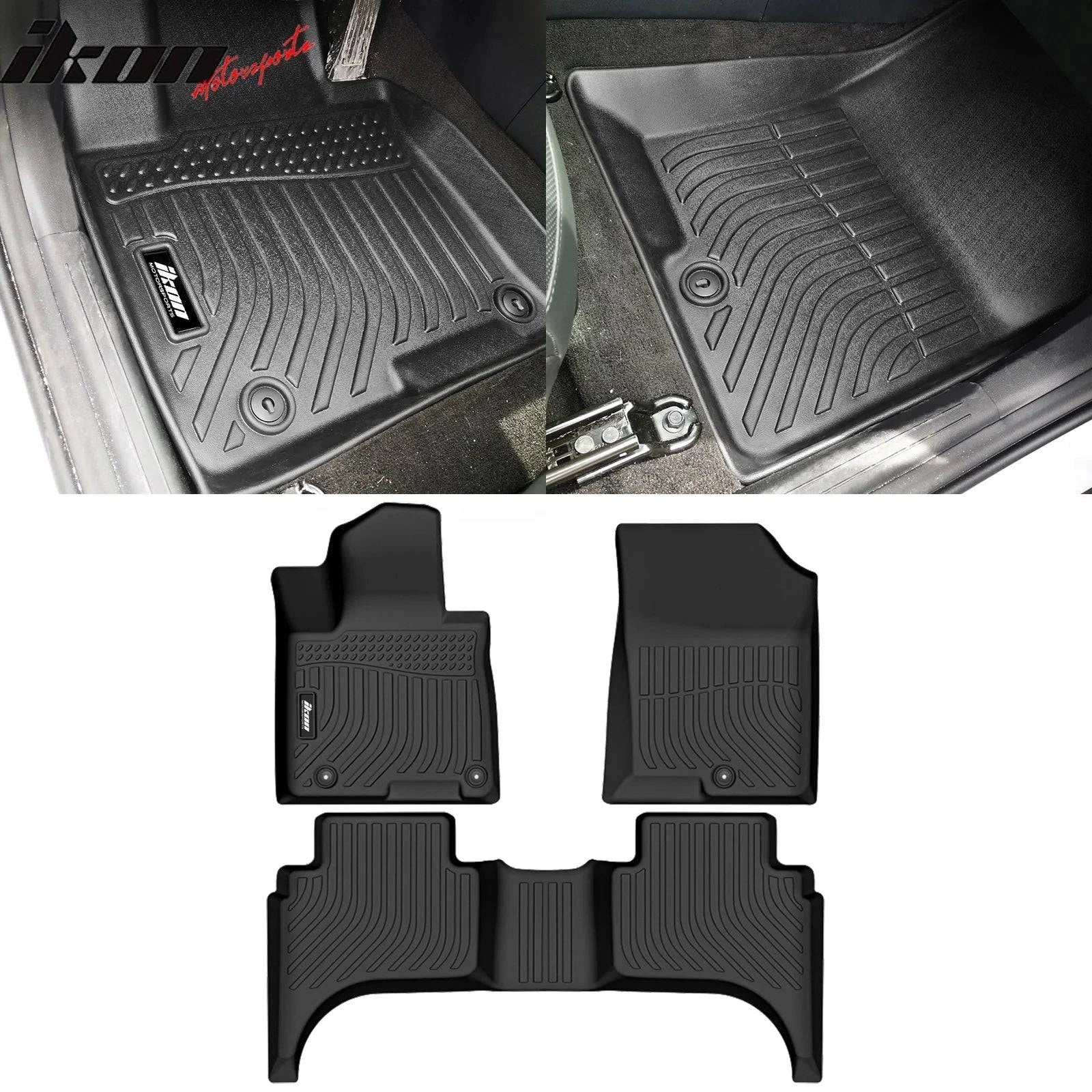 IKON All-Weather 3D TPE Floor Mats for 2022-2025 Hyundai Santa Cruz - 3-Piece Set - Perfect for Rain, Snow & Mud Protection - Car Accessories for Outdoor Adventures & Daily Commute