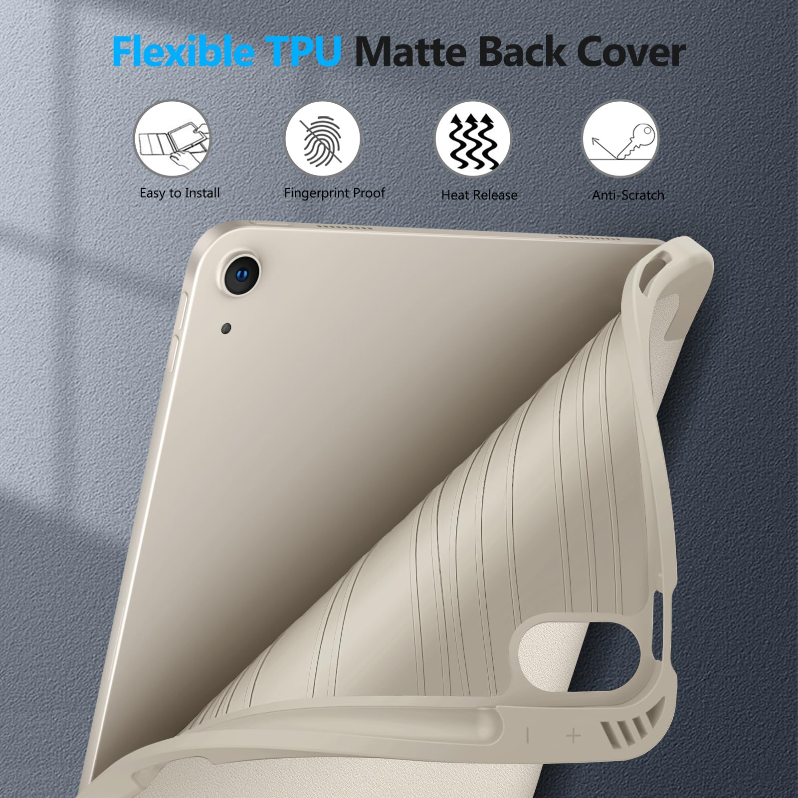 Fintie SlimShell Protective Case for iPad Air 11-inch M3 (2025) & M2 (2024), iPad Air 5th & 4th Gen 10.9 Inch - Lightweight Flexible TPU Back Cover with Apple Pencil Holder (Starlight Color) | Perfect for Work, School & Travel Protection
