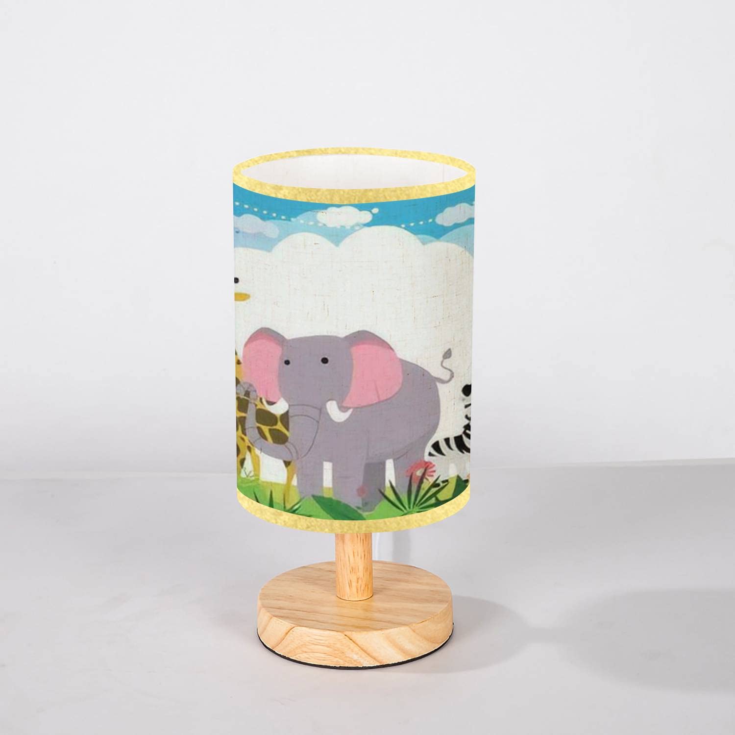 Minimalist Wooden Animal Nightstand Lamp with Flaxen Fabric Shade - Cute Bedside Table Light for Bedroom, Living Room & Office - Perfect for Reading, Decor & Cozy Ambience