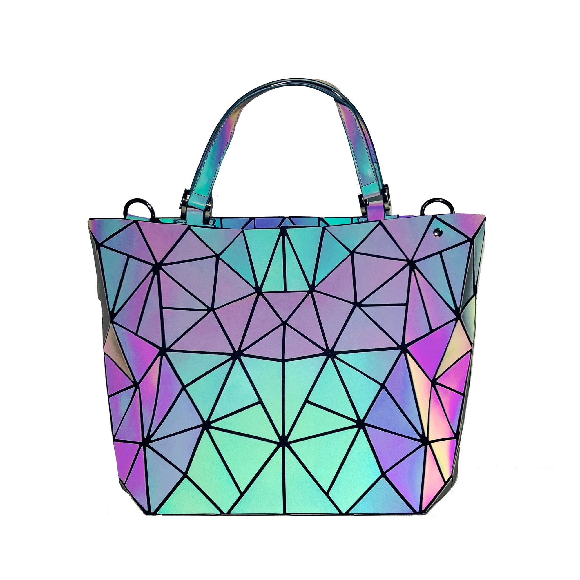 Geometric Luminous Crossbody Bag for Women - Holographic Reflective Purse with Wallet, Flash Rainbow Tote - Perfect for Night Out, Party, Festival & Rave Accessories