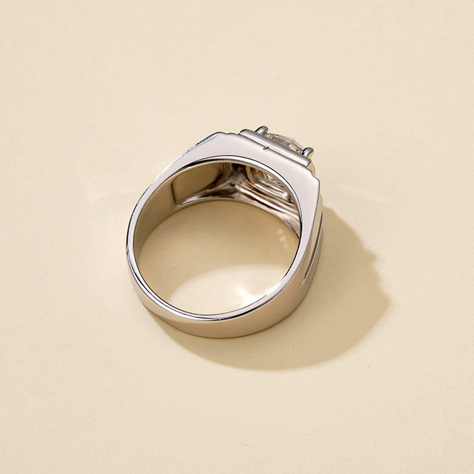 Men's Wedding Rings - Sterling Silver Moissanite Engagement Bands for Men (Sizes 4-11) | Perfect for Proposals, Anniversaries & Everyday Wear