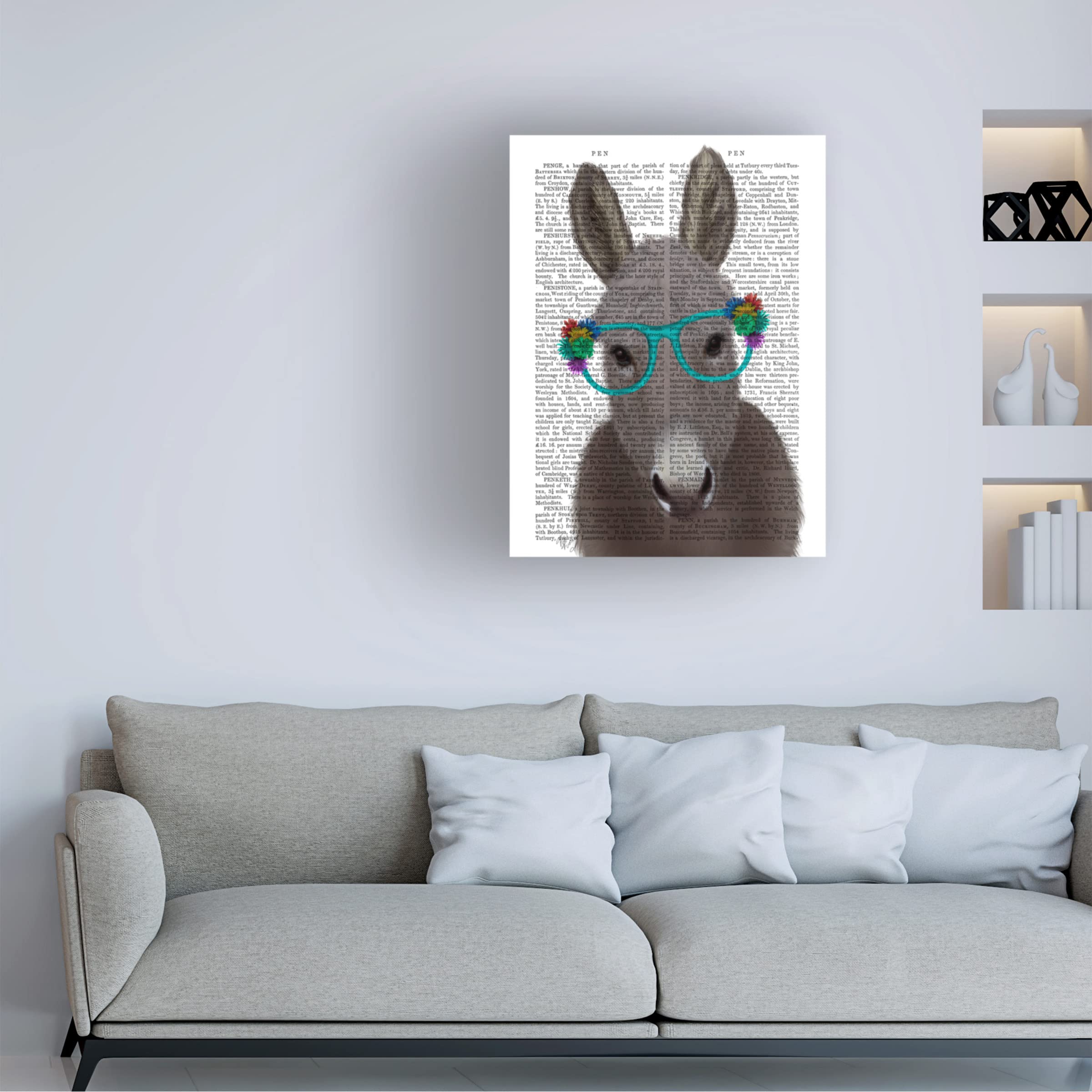 Trademark Fine Art 'Donkey with Turquoise Flower Glasses' Canvas Wall Art Print by Fab Funky - Perfect for Living Room, Bedroom & Office Decor