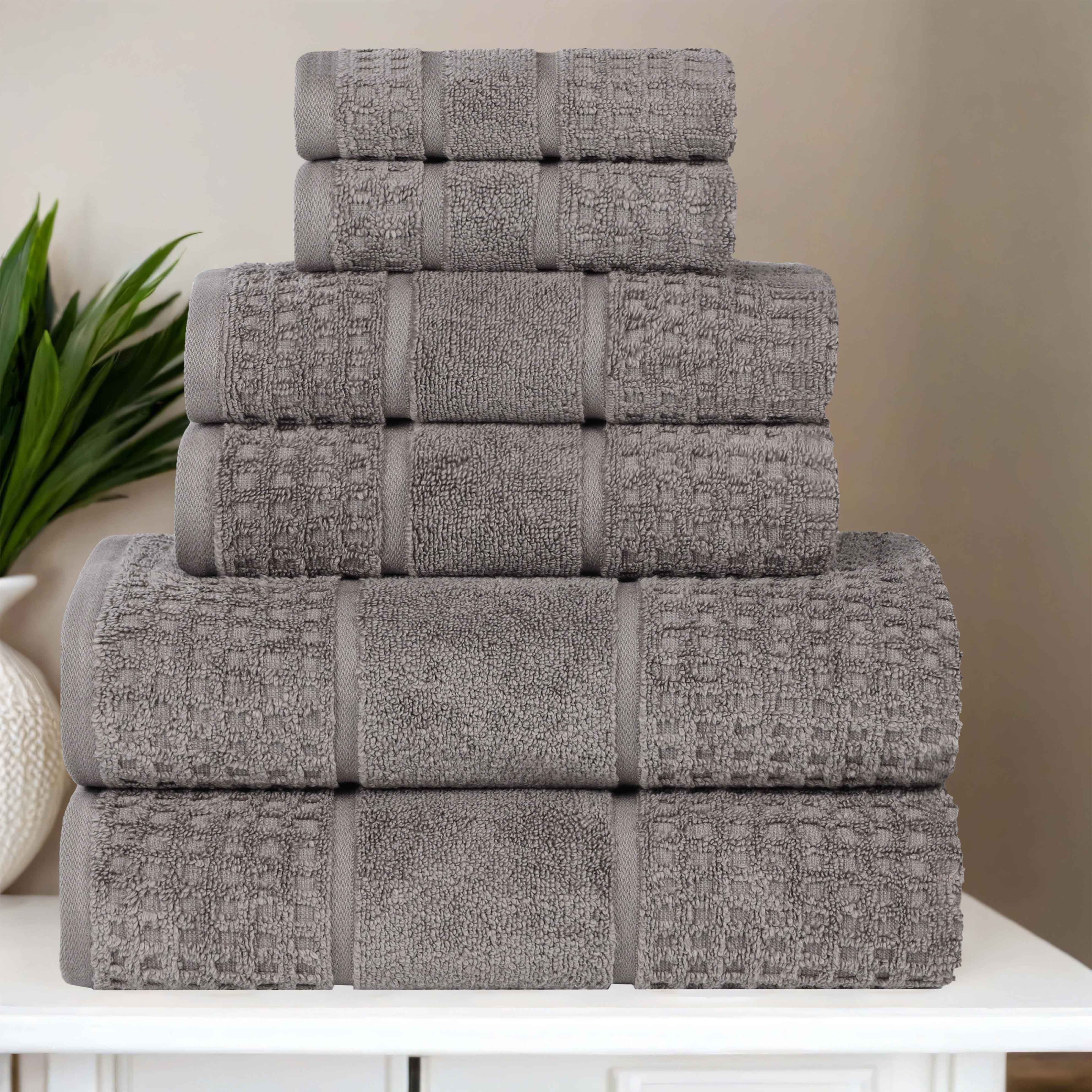 Premium 6-Piece Zero Twist Cotton Waffle Towel Set - Ultra Soft & Absorbent Honeycomb Weave Bath Towels for Spa, Gym & Luxury Home Use