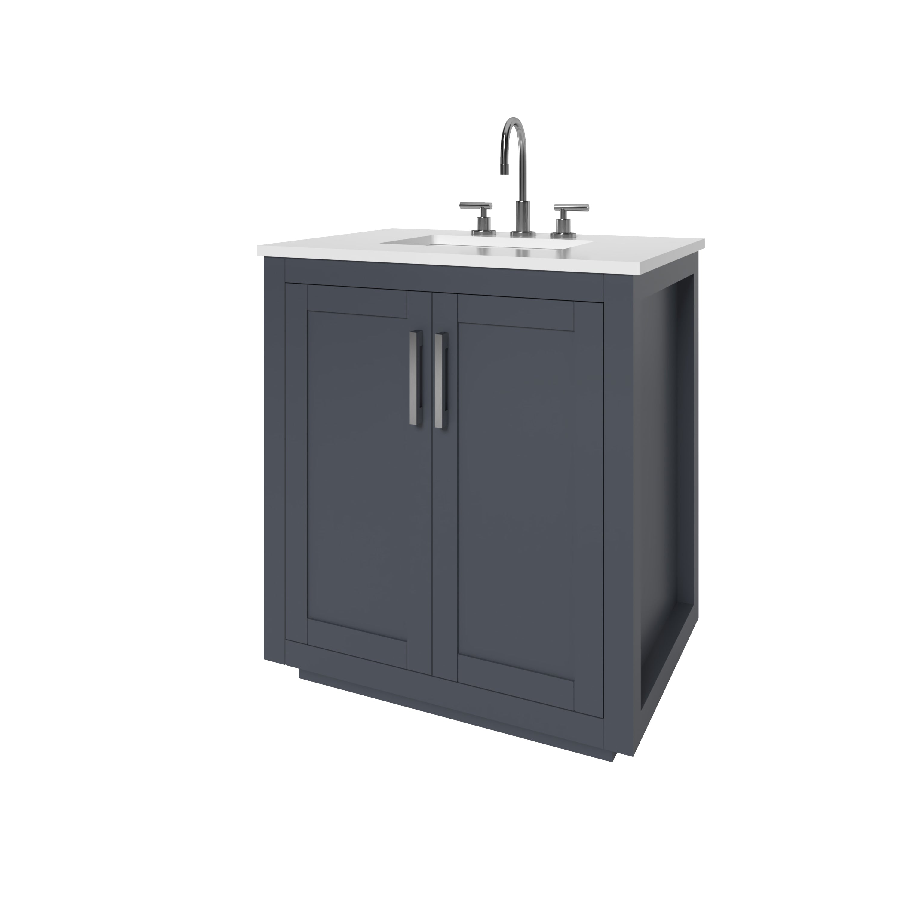 Nermé Miami 29.5 Inch Grey Bathroom Vanity Cabinet - Modern Single Sink Bathroom Storage for Small Spaces, Powder Rooms & Guest Baths