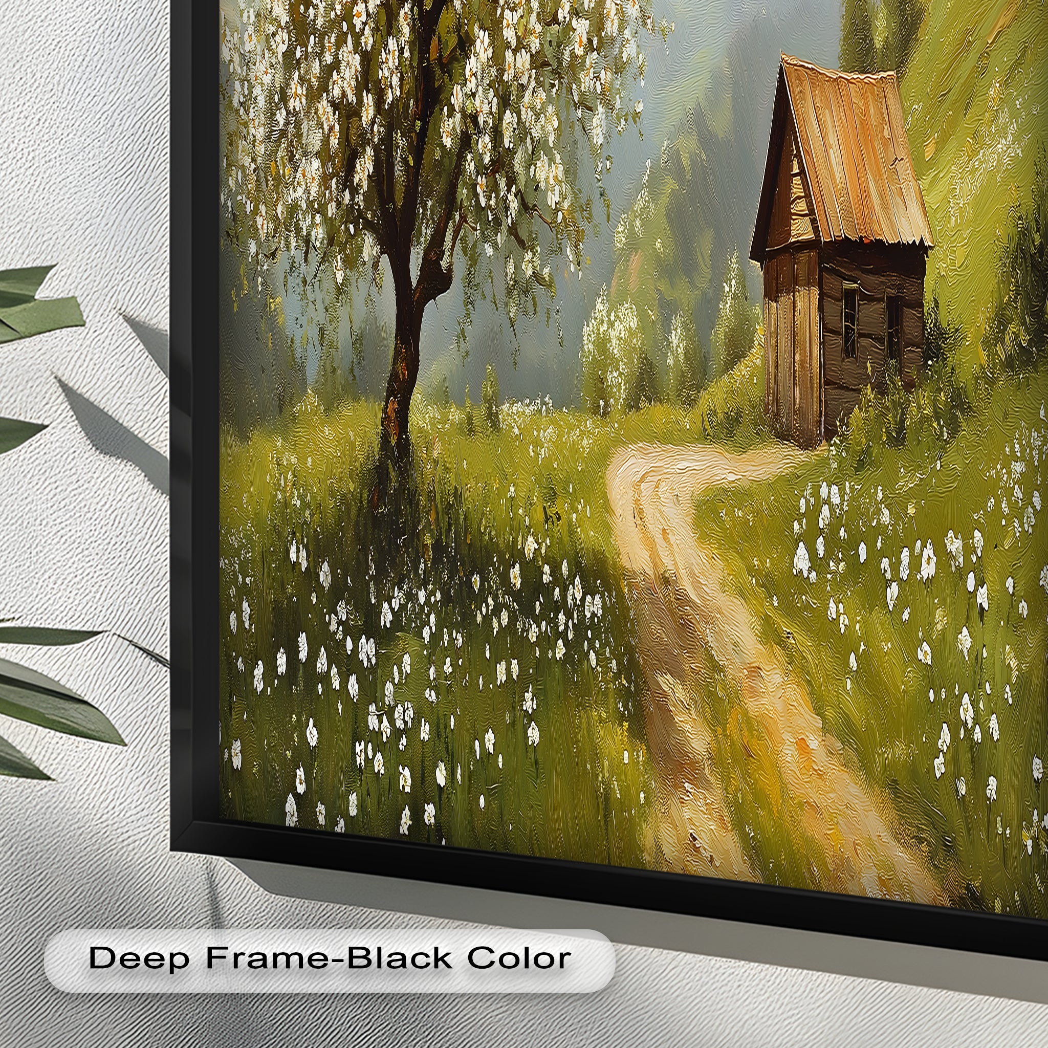 Blooming Meadow Path - Hand Painted Landscape Oil Painting on Canvas for Home & Office Wall Decor | Nature Scenery Artwork for Living Room, Bedroom, or Gift