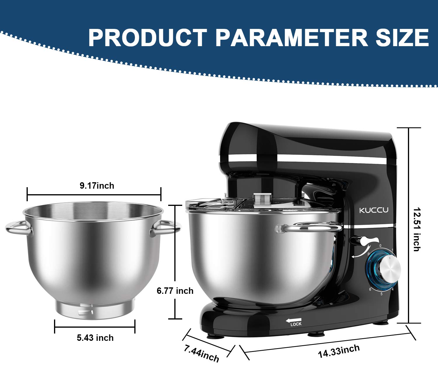 Professional 660W Stand Mixer - 6-Speed Tilt-Head Electric Kitchen Mixer with 6.5-QT Stainless Steel Bowl, Dough Hook, Whisk & Beater - Perfect for Baking Bread, Cakes, Cookies & More (Black)