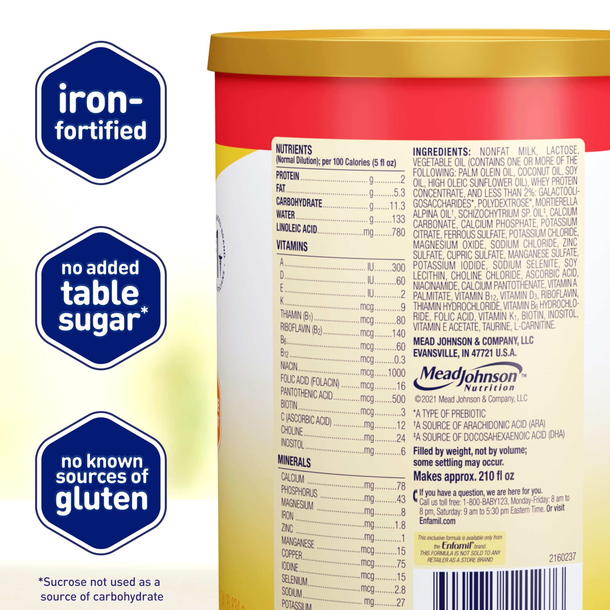 Enfamil Infant Formula Powder - Milk-Based Baby Formula with Iron, Omega-3 DHA & Choline for Brain Development - 21.1 Oz Can - Ideal for Newborns & Infants 0-12 Months - Perfect for Daycare, Travel & On-the-Go Feeding