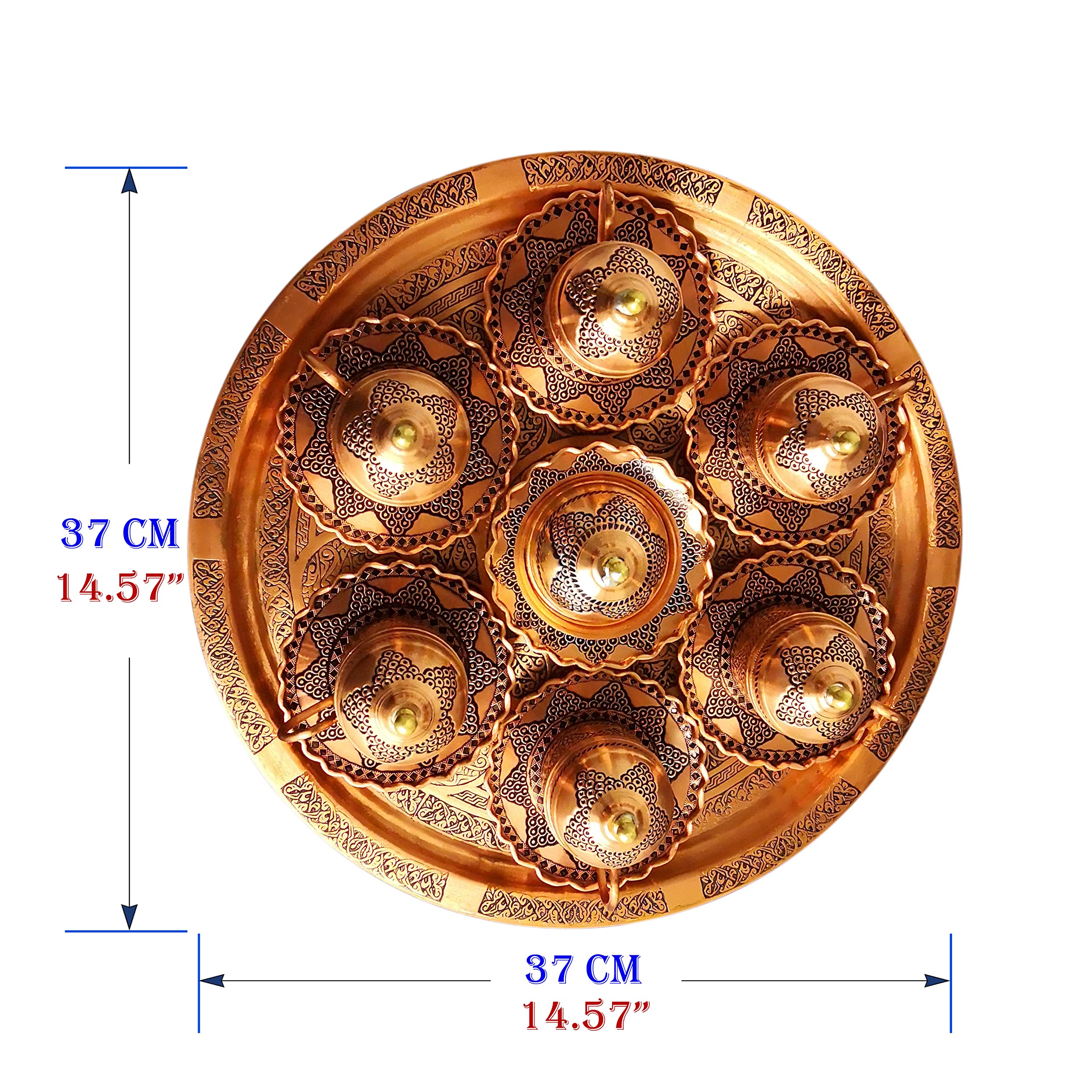 Premium Turkish Coffee Cups Set of 6 with Copper Tray - Vintage Espresso Cups in Velvet Gift Box | Perfect for Home Brewing, Turkish Coffee Ceremonies & Gifts