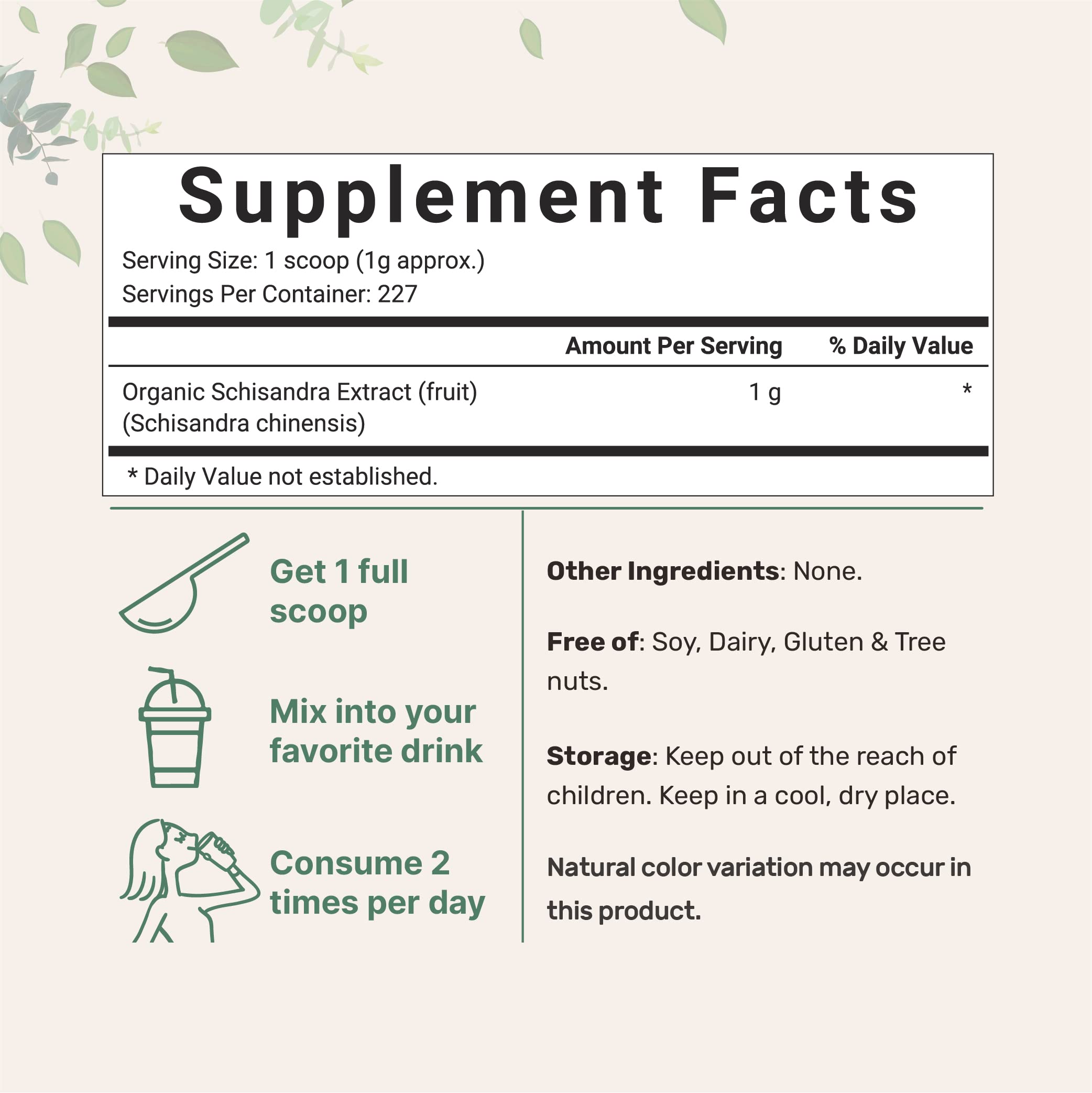 Organic Schisandra Extract Powder - 8oz Pure Adaptogen Supplement for Liver Detox & Brain Health | Non-GMO, Filler-Free | Boost Energy & Focus for Workouts, Study & Stress Relief