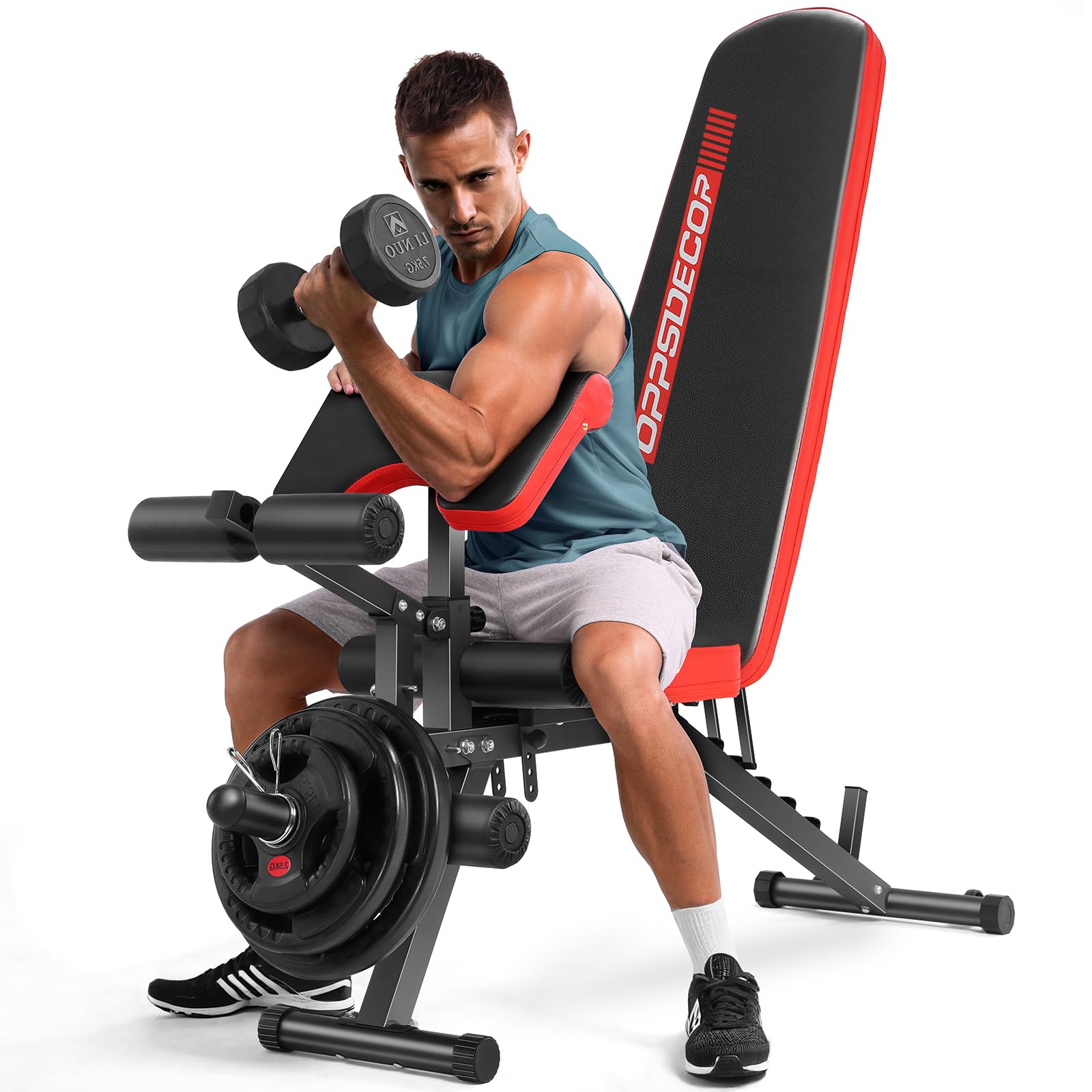 OPPSDECOR 800LBS Weight Bench Set with Leg Extension & Curl - Adjustable Bench Press for Decline/Flat/Incline Workouts - Full Body Exercise Equipment for Home Gym - Perfect for Strength Training & Muscle Building