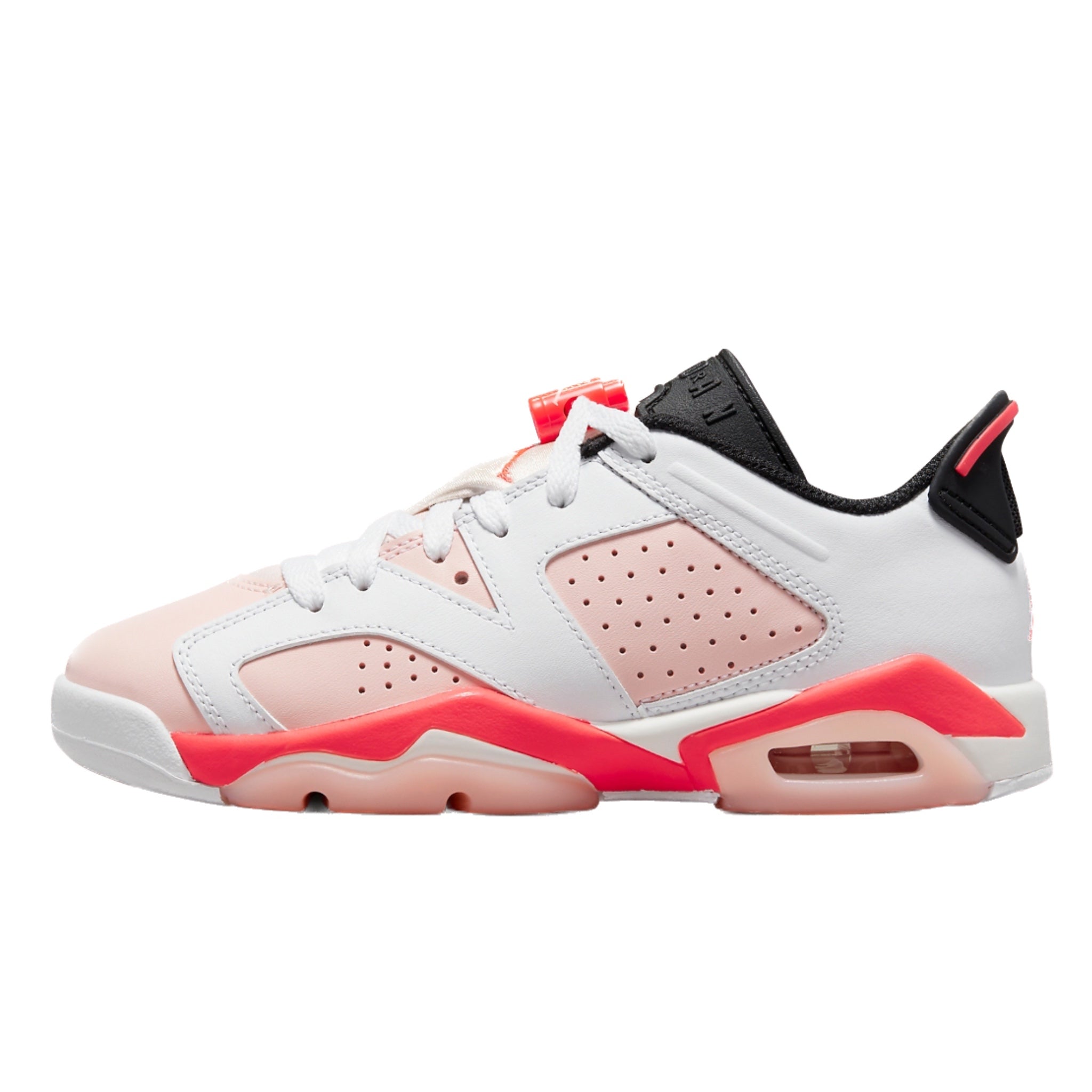 Air Jordan 6 Retro Low GS Basketball Shoes - White/Infrared/Black - Comfortable Sneakers for Girls, Kids & Teens - Perfect for Basketball, Casual Wear & Street Fashion