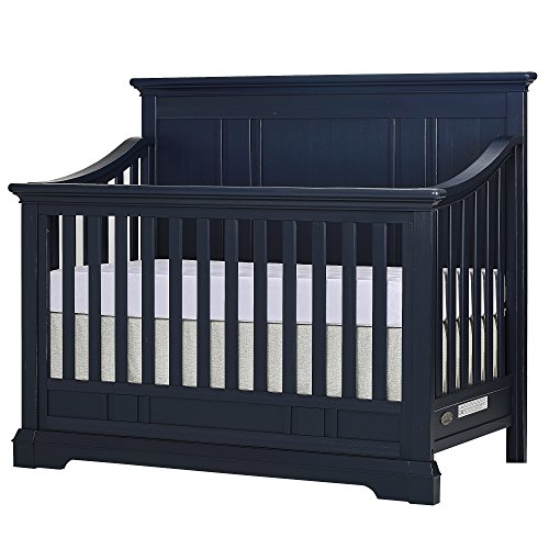 Evolur Parker 5-in-1 Convertible Crib in Distressed Navy - Nursery Furniture for Baby to Toddler Bed | Perfect for Small Spaces & Modern Nurseries