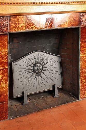 Sun Cast Iron Fireback - Black Fireplace Back Panel for Heat Protection & Decoration | Perfect for Indoor & Outdoor Fireplaces, Wood Stoves, and Hearths