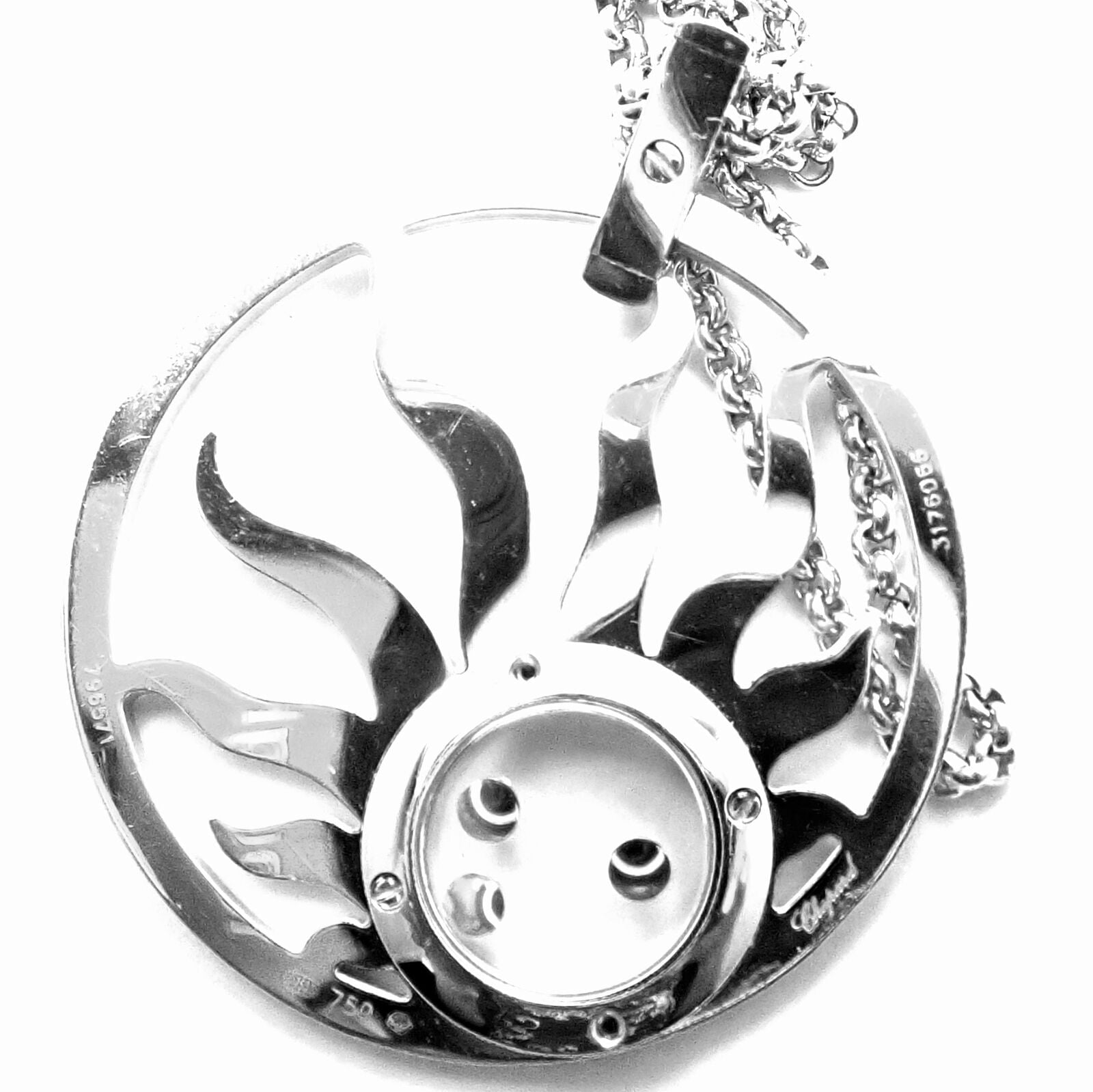 Authentic Chopard Happy Diamond Sun 18K White Gold Pendant Necklace for Women - Luxury Diamond Jewelry Gift for Anniversary, Birthday & Special Occasions