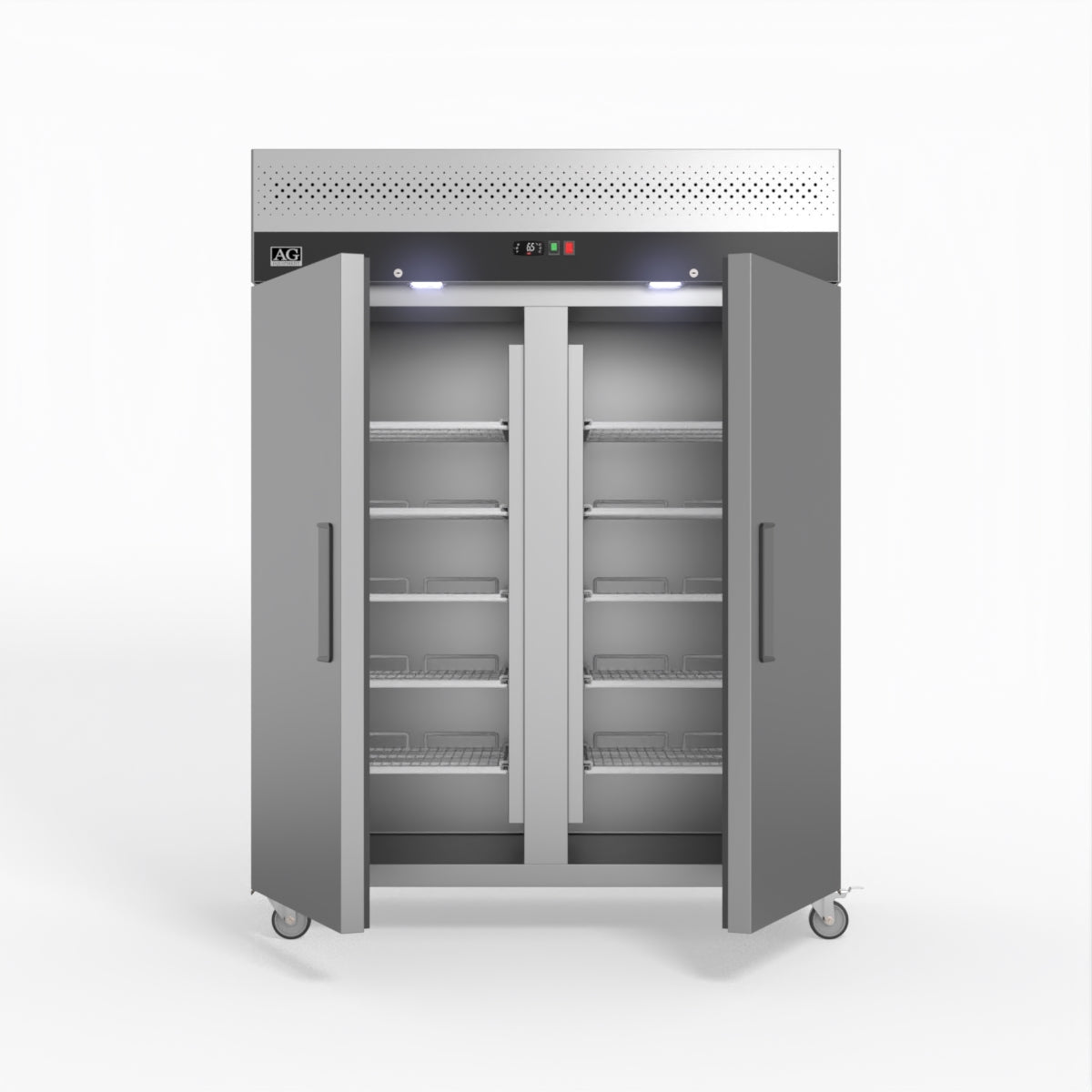 1300L Upright Double Door Stainless Steel Commercial Freezer - Perfect for Restaurants, Grocery Stores & Catering Businesses