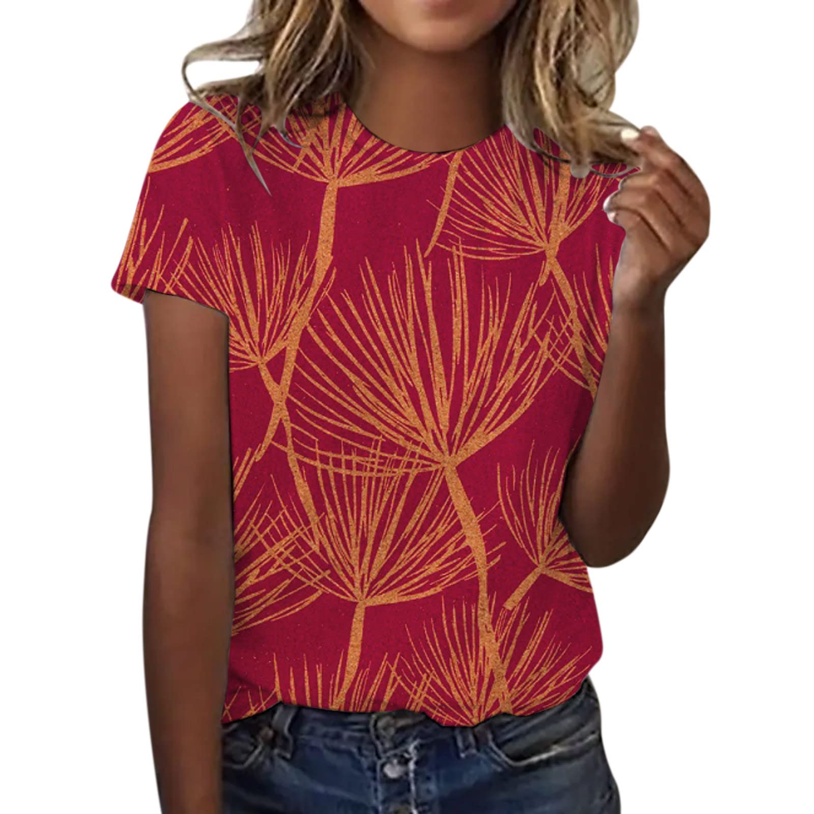 Printed Women's Short Sleeve T-Shirt | Casual Baseball Tee | Gold Color | Perfect for Everyday Wear, Weekend Outings & Casual Events
