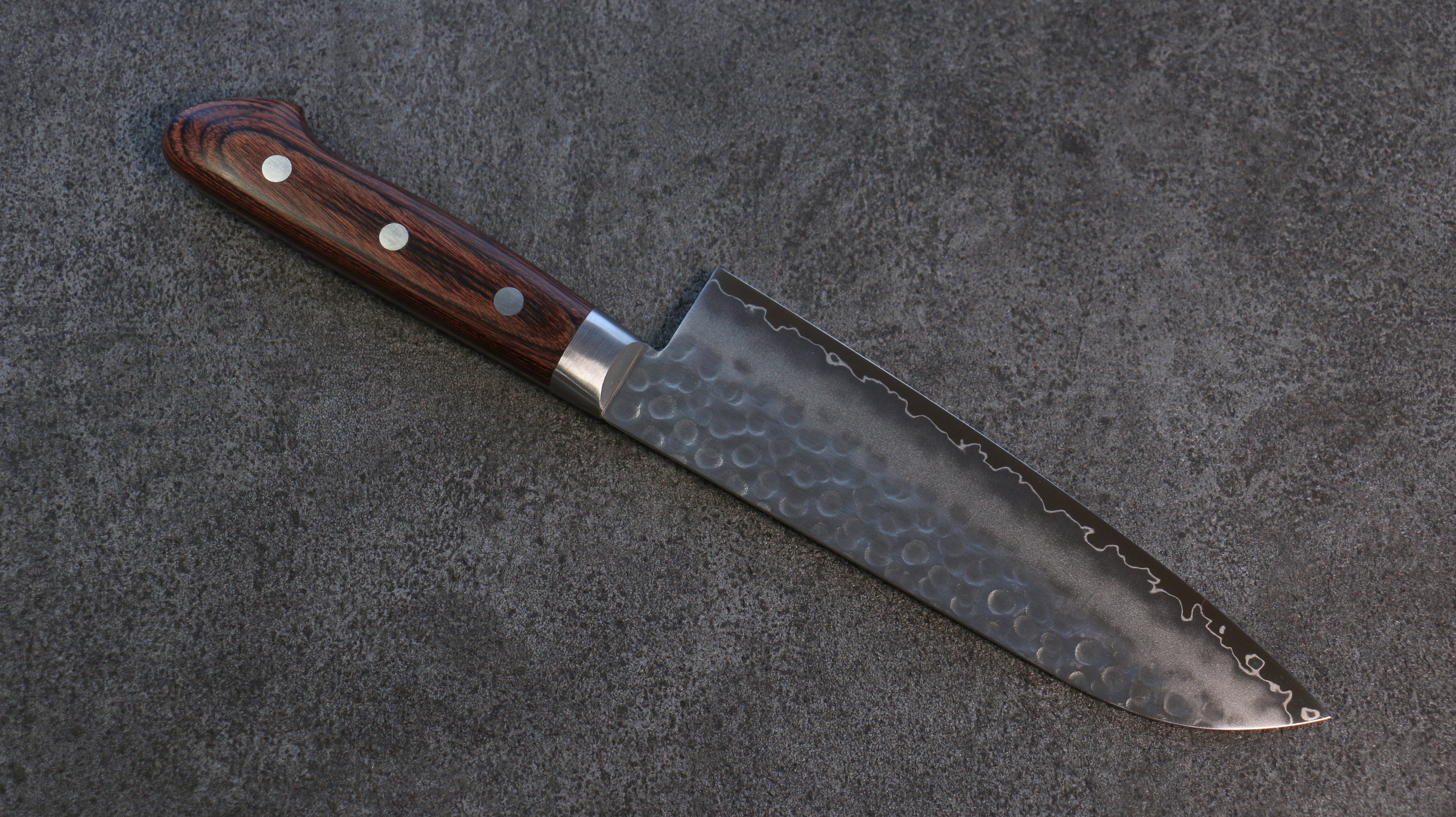 Premium Seisuke Swedish Steel Hammered Santoku Knife 165mm - Mahogany Handle - Professional Chef Knife for Slicing, Dicing, and Chopping Vegetables, Meat, and Fish - Ideal for Home Cooks and Professional Kitchens